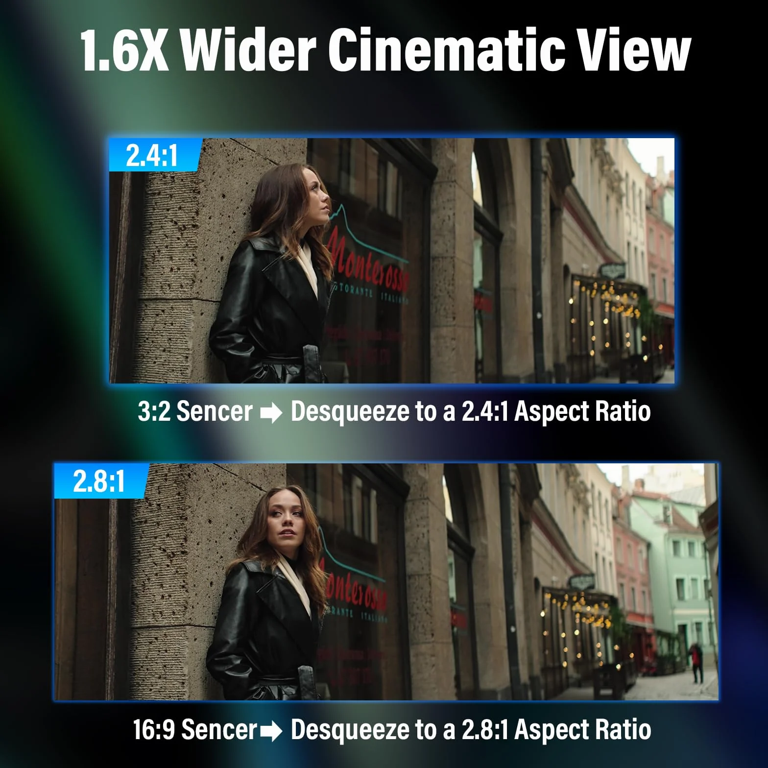SIRUI Saturn 50mm T2.9 1.6X Full Frame carbonio fibra Anamorphic Lens, cine cinema obiettivo obiettivi lens lenti lente più leggero di 500g (Nature Flares, E Mount)