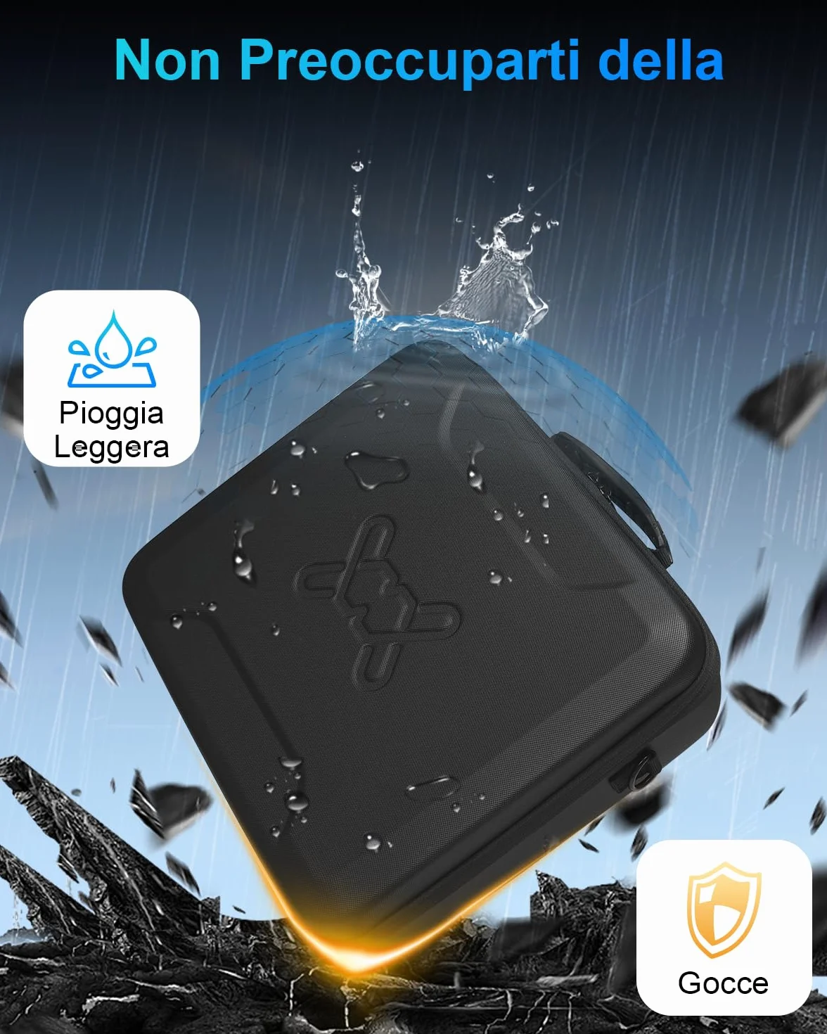 Mwin Starlink Mini Case Custodia Leggera da Viaggio in EVA Resistente Agli Spruzzi e Agli Urti con Tracolla, Borsa Rigida Portatile Nera