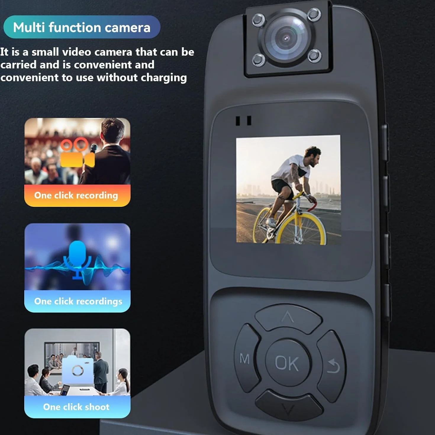 BodyCam 256G Impermeabile con Funzione di Visione Notturna, Videocamera Indossabile 4K con Telecamera Ruotabile a 180°, Batteria da 180 Minuti per Ciclismo,Sport All'Aperto,Viaggi, Polizia