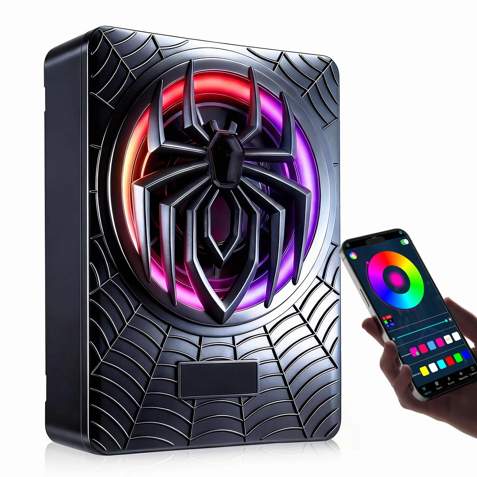 Subwoofer attivo per auto, montabile sotto i sedili, potenza massima 1200 W, 10 pollici, modulo amplificatore integrato, subwoofer compatto, illuminazione ambientale RGB controllata tramite app