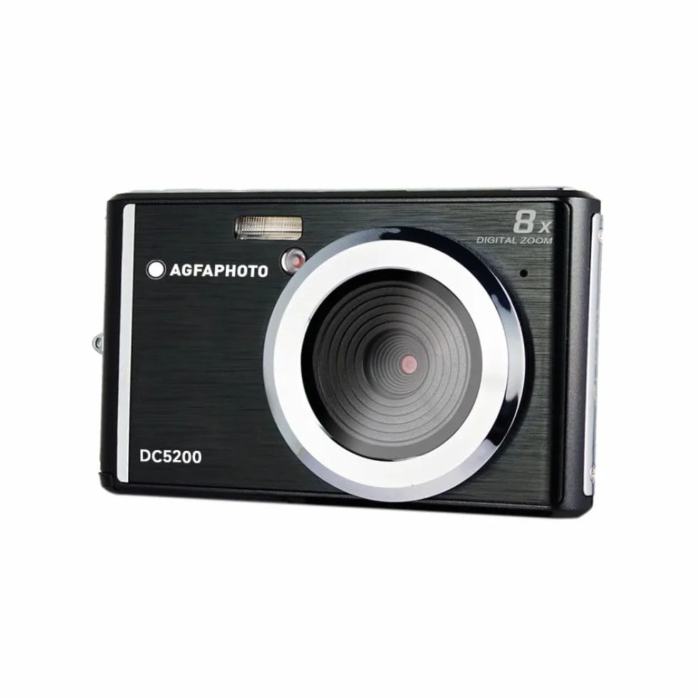 AGFA PHOTO Realishot DC5200 - Fotocamera Compatta, 21MP, Schermo LCD 2,4", Zoom Digitale 8x, Video HD 720p, Batteria al Litio, Schede SD, Modalità Scena - Nero