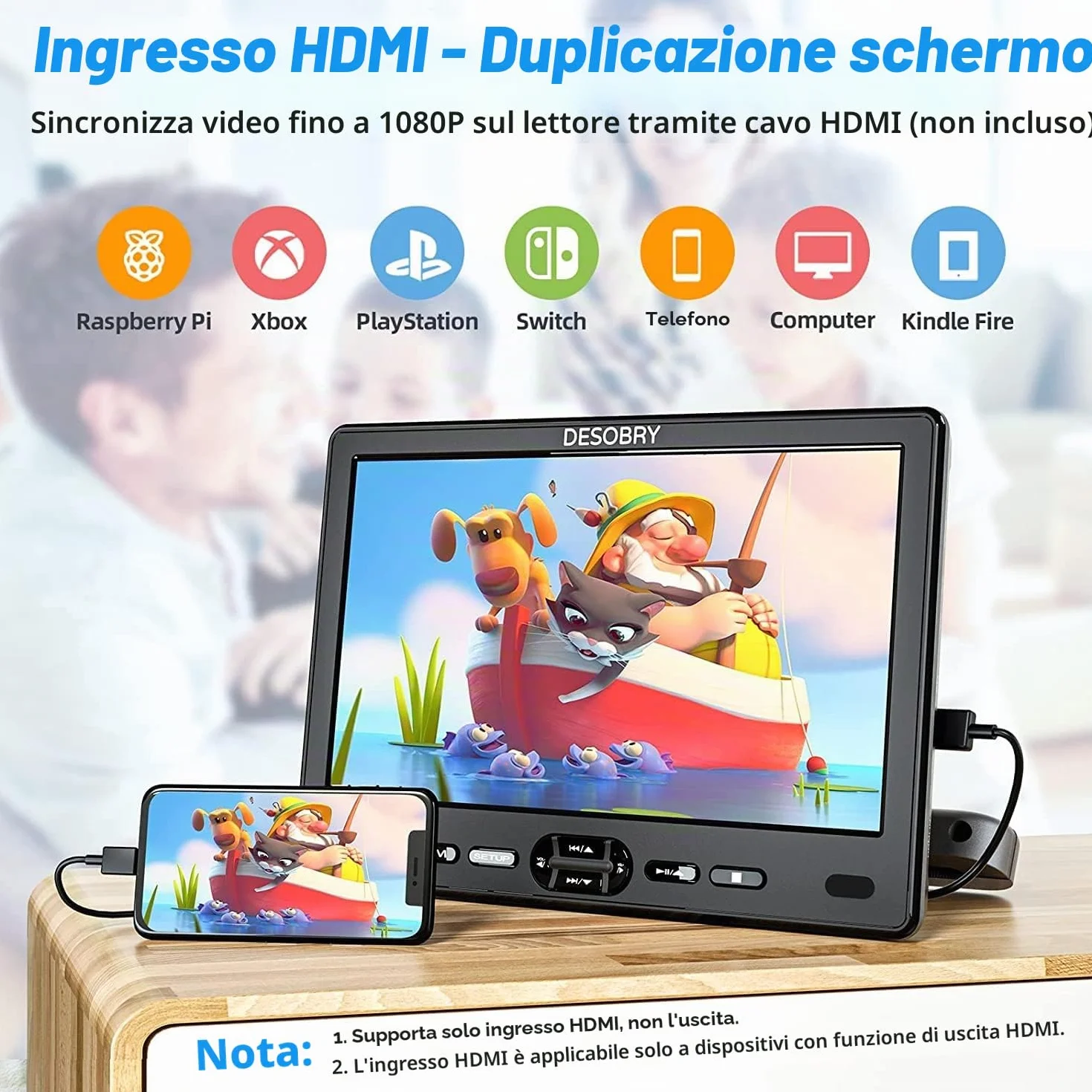 DESOBRY Lettore DVD da Poggiatesta per Auto 10,5 pollici 2 monitor poggiatesta 2 cuffie HDMI ingresso AV cavo, bambini TV supporta 1080P, supporto dello schermo auto USB/SD, ultima memoria