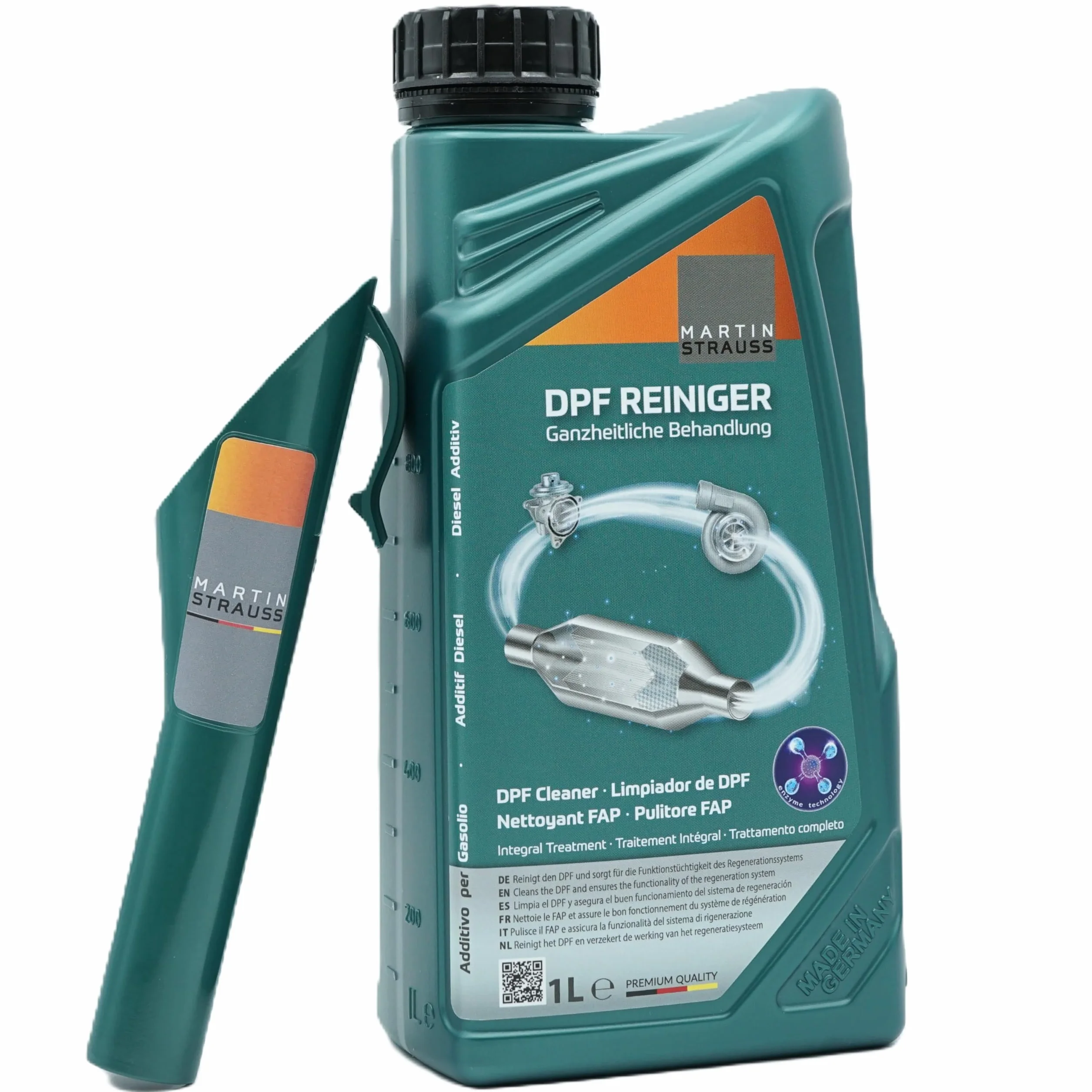 Martin Strauss Pulitore FAP - Filtro Antiparticolato Dpf, 3 Dosaggi, Trattamento Completo +EGR +Turbo, Cura Il Sistema FAP, 1 Litro, 3 Applicazioni
