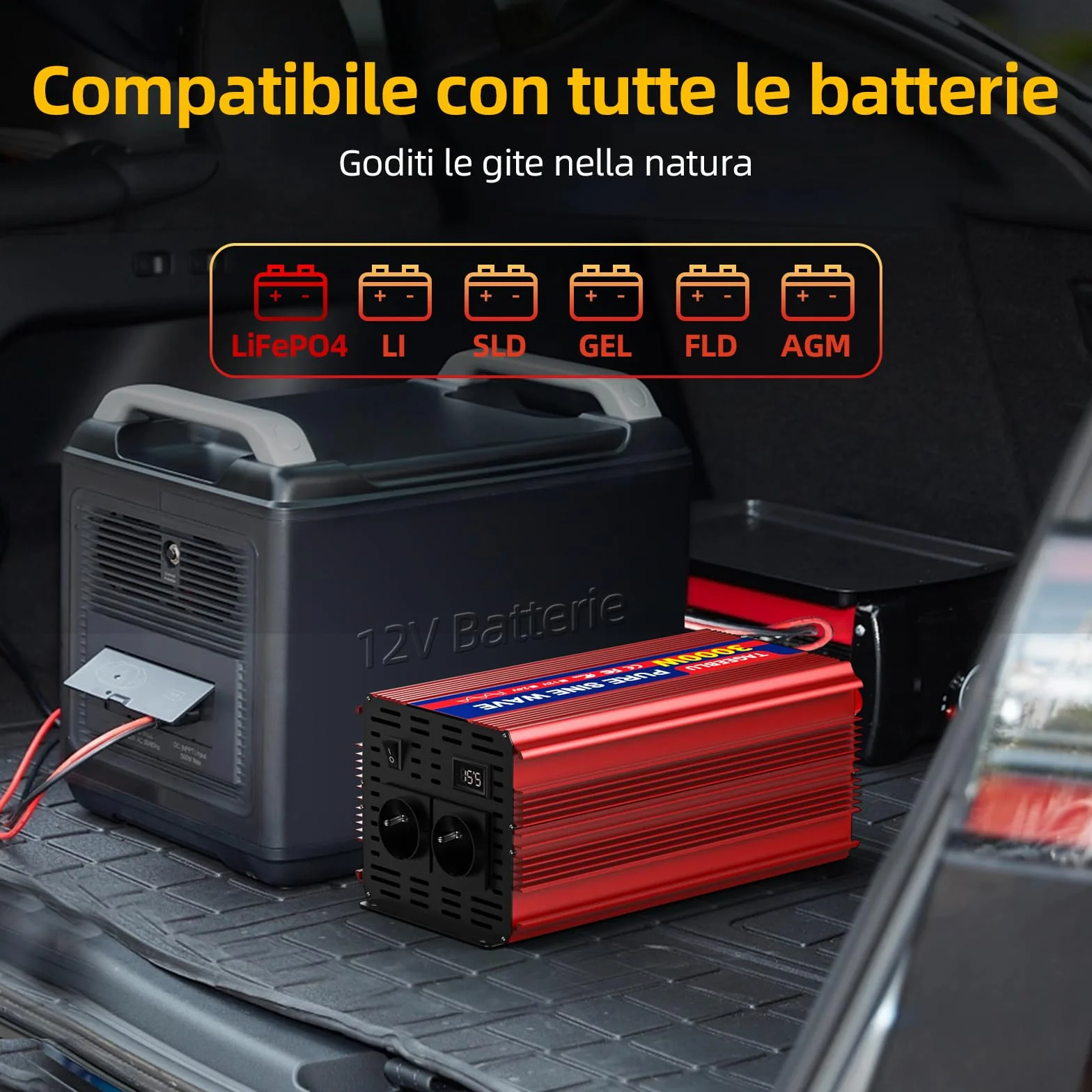 3000w Inverter 12v 220v Onda Pura con Display LCD & EU Presa