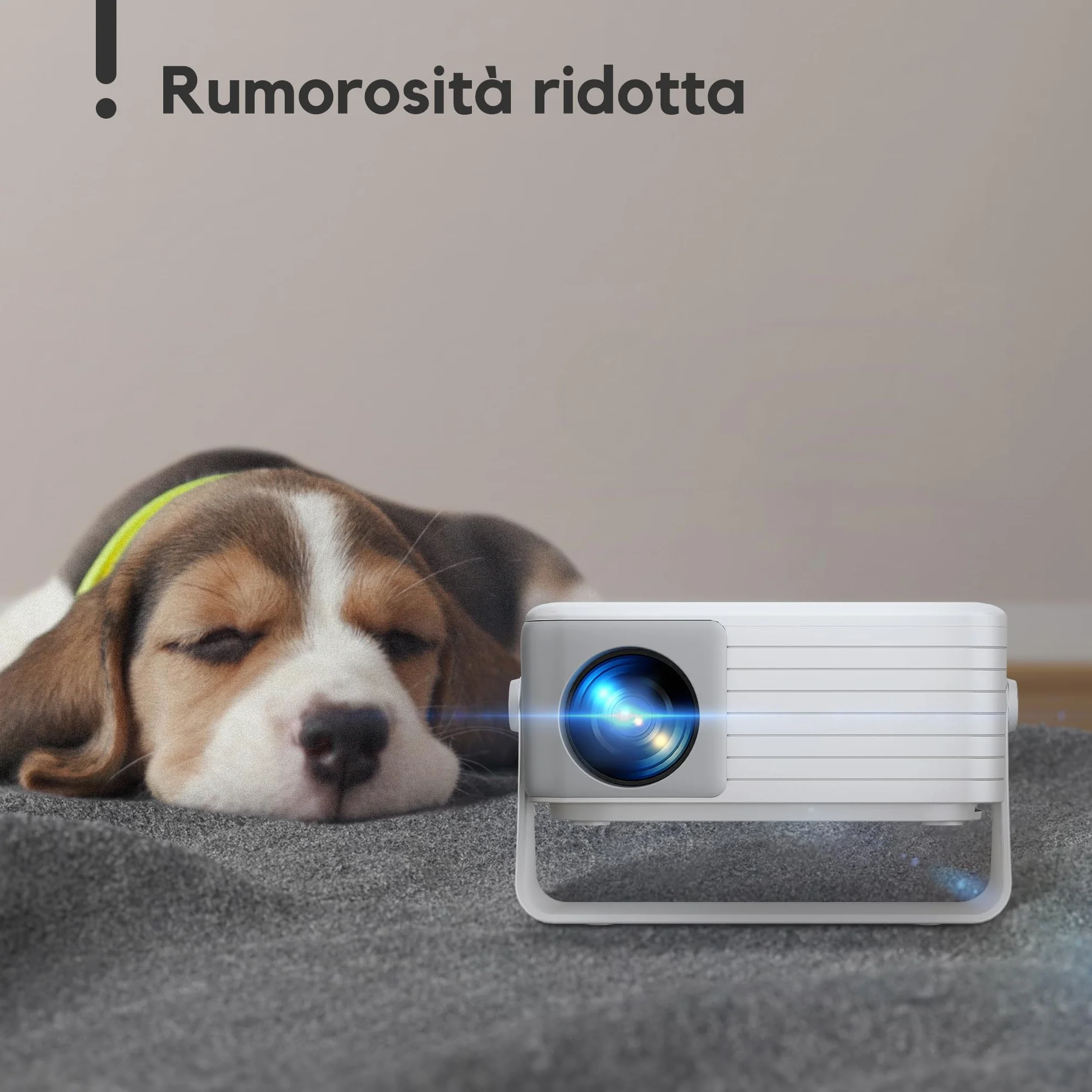 AKIYO O1 Proiettore Portatile 15000 Lumens, 4K Supporto Full HD 1080P, Auto Keystone, Rotabile 360°, per Phone/TV Stick/HDMI/USB/TF