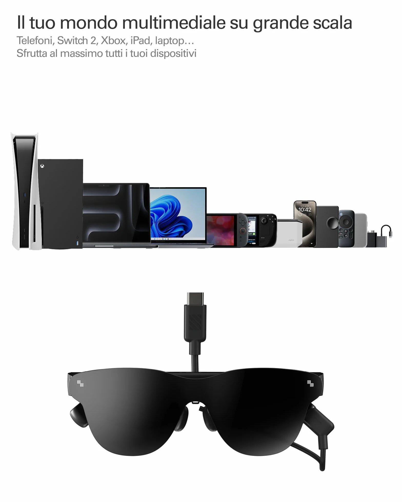 RayNeo Air 4 PRO Occhiali AR/XR, Display HDR10, Chip Vision 4000, Cinema Virtuale 201 Pollici, Audio di Bang & Olufsen, 3D per Film e Giochi per iPhone 17,16,15/Android/Switch 2/Mac/Steam Deck/PS4/5