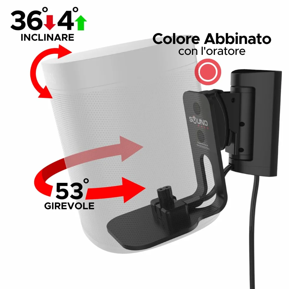 Sound bass ONE, Staffa per Montaggio a Parete, Inclinabile e Girevole, Nero, Doppio, Compatibile con ONE, ONE Gen 2, ONE SL & Play:1, Installazione Semplice, Include Kit di Montaggio