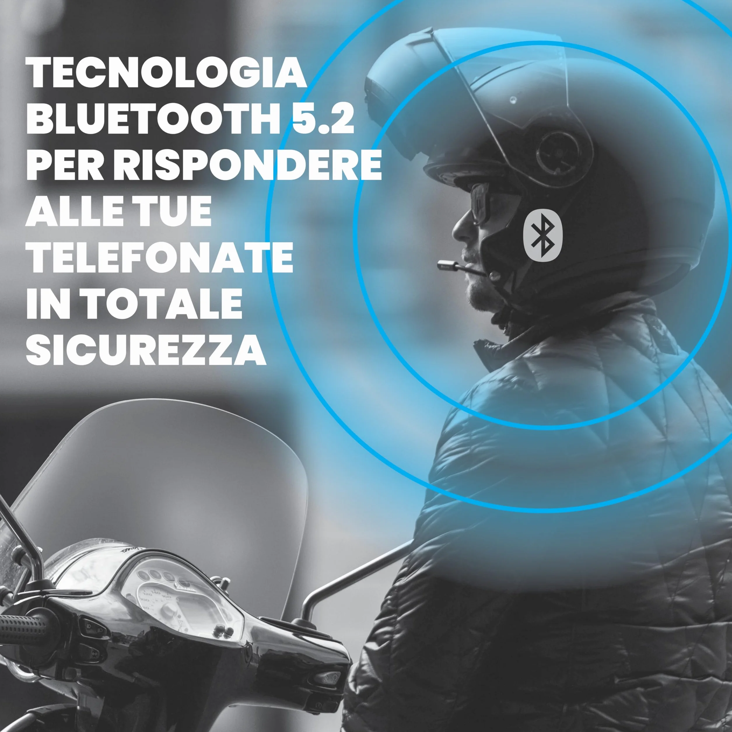 Midland Auricolare Bluetooth 5.2 Singolo Lokui K10 per Motociclisti Urbani con Filtro Anti-Rumore, Ricarica Rapida