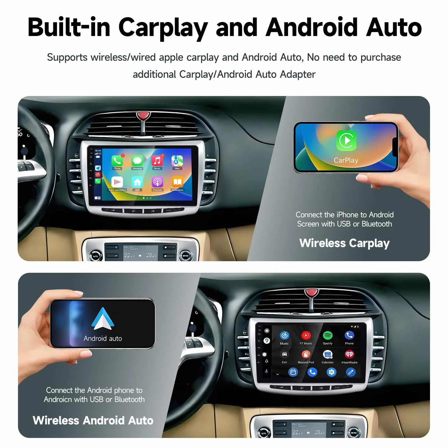 Lancia Delta [2008–2014] Autoradio CarPlay, Android Auto, 9 Pollici Touch GPS, Bluetooth, DSP, Wi-Fi, USB, Retrocamera, Playstore OCTACORE 4GB RAM 64GB ROM