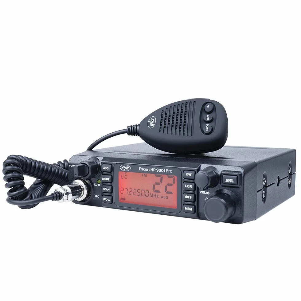 Radio CB PNI Escort HP 9001 PRO ASQ regolabile, AM-FM, 12V / 24V, 4W, Scan, Dual Watch, ANL, display multicolore