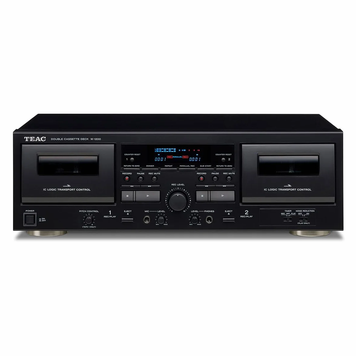 TEAC W-1200B - Doppia cassetta con registratore con controllo del passo USB, karaoke-mic-in e telecomando