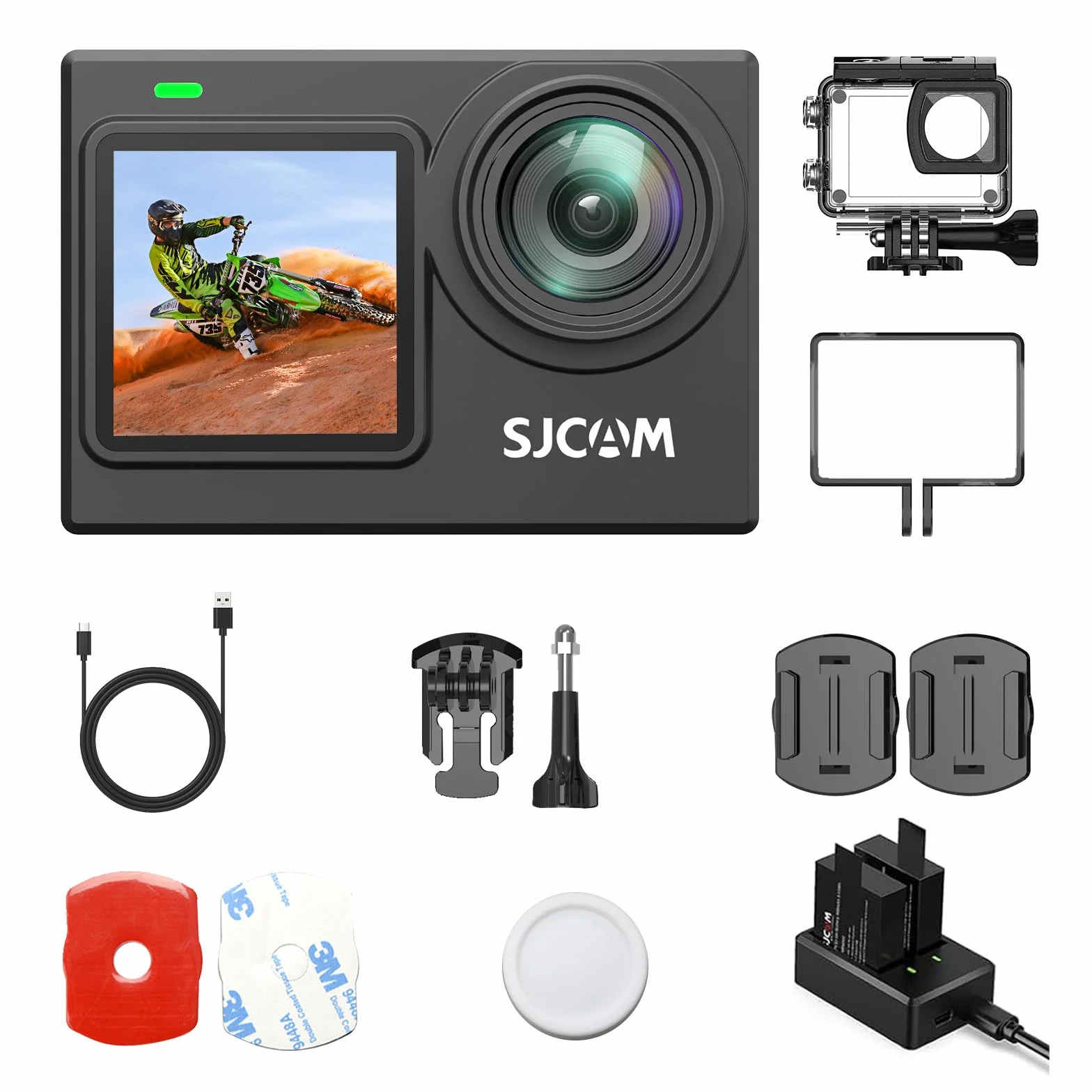 SJCAM SJ6 ULTRA Action Cam 4K Doppio Schermo Touch Videocamera Subacquea 30M Sensore 1/2.7" CMOS 166° Grandangolo Stabilizzazione EIS 6-Assi WiFi 2 Batterie Kit Accessori Moto