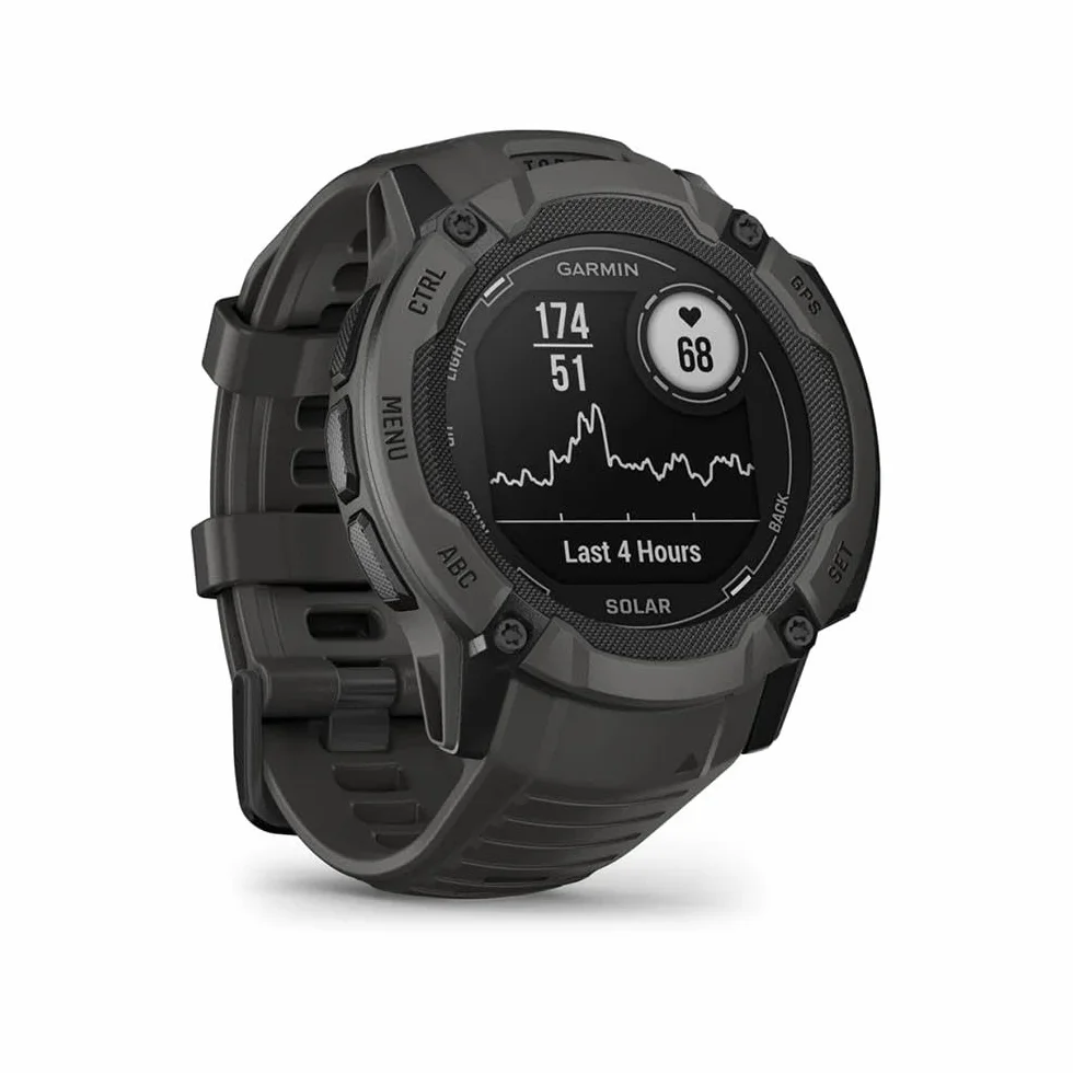 Garmin Instinct 2X Solar, Smartwatch, 50mm, Rugged design, Ricarica solare, Autonomia infinita, Disply 1,1", Torcia LED, GPS Multi-banda, Cardio, SpO2, Pay, Connect IQ (Graphite) (Ricondizionato)