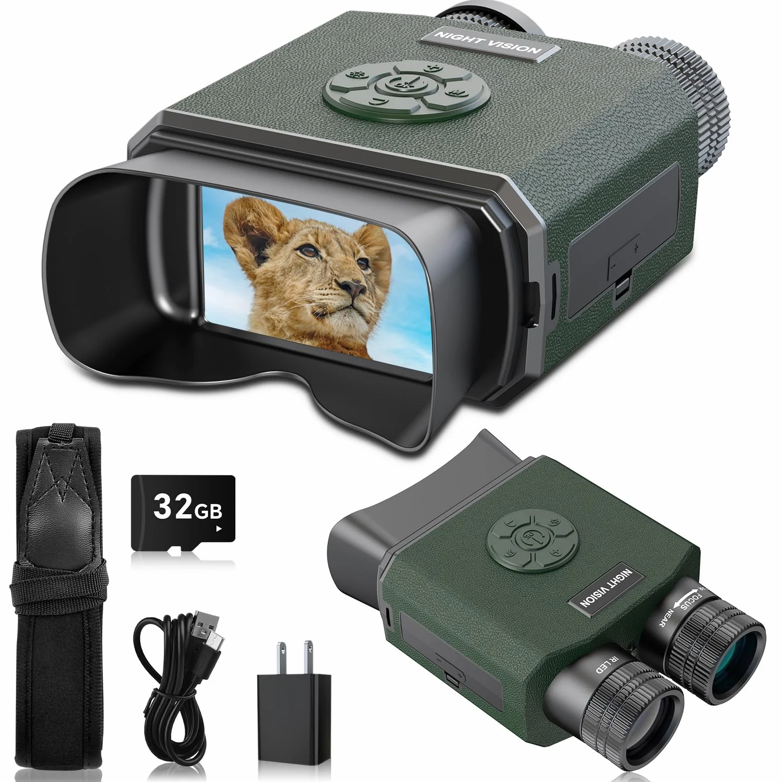Binocolo Visione Notturna, Relassy 1080P HD Visore Notturno Digitale Infrarossi,Ricaricabile 3000mAh, 9-Livello Infrarossi, Zoom Digitale 6X, 3,5" TFT LCD Per Caccia, Birdwatching, Campeggio