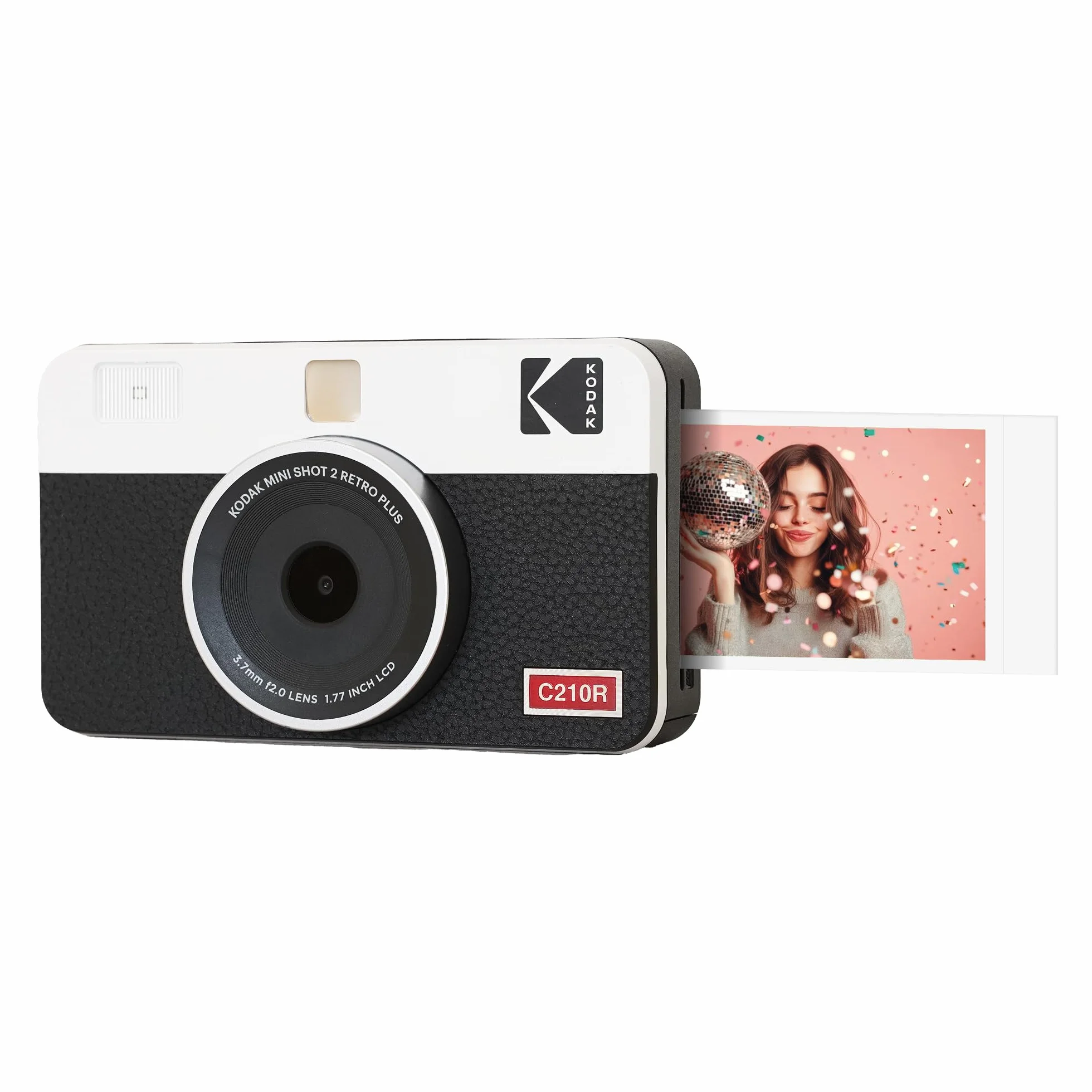 KODAK Mini Shot 2 Retro 4PASS 2-in-1 Fotocamera Istantanea & Stampante Fotografica (5.3x8.6cm) + 8 Fogli, Bianco