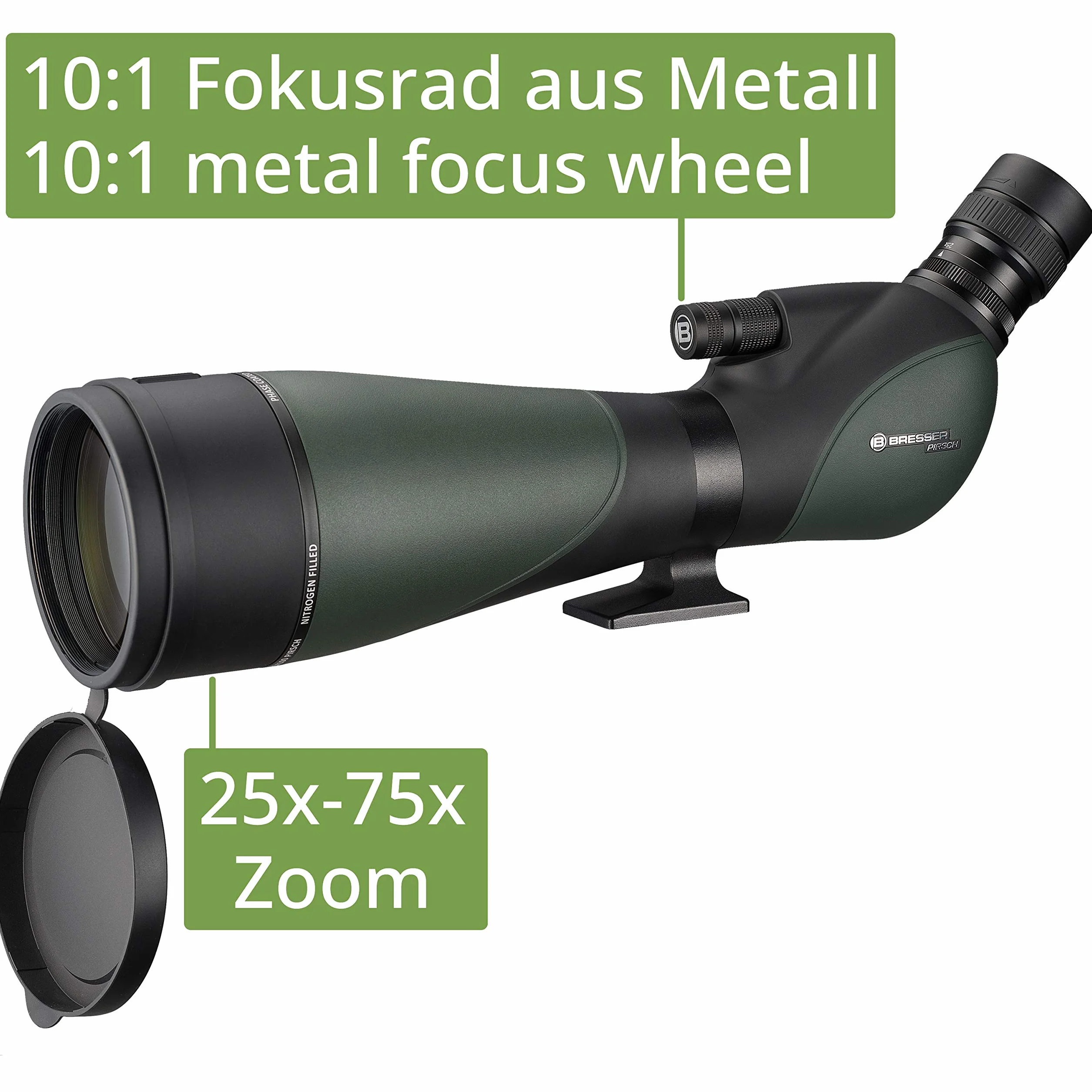 Telescopio terrestre BRESSER Pirsch 25-75x100 II Generazione con Messa a Fuoco DeLuxe 10:1