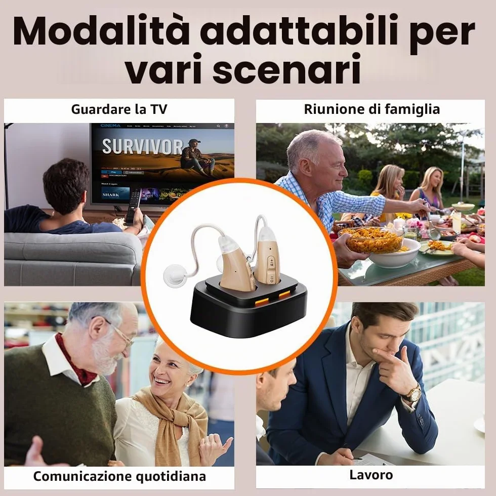 JINGHAO Amplificatore audio ricaricabile - Coppia di amplificatori sonori personali per contorni auricolari