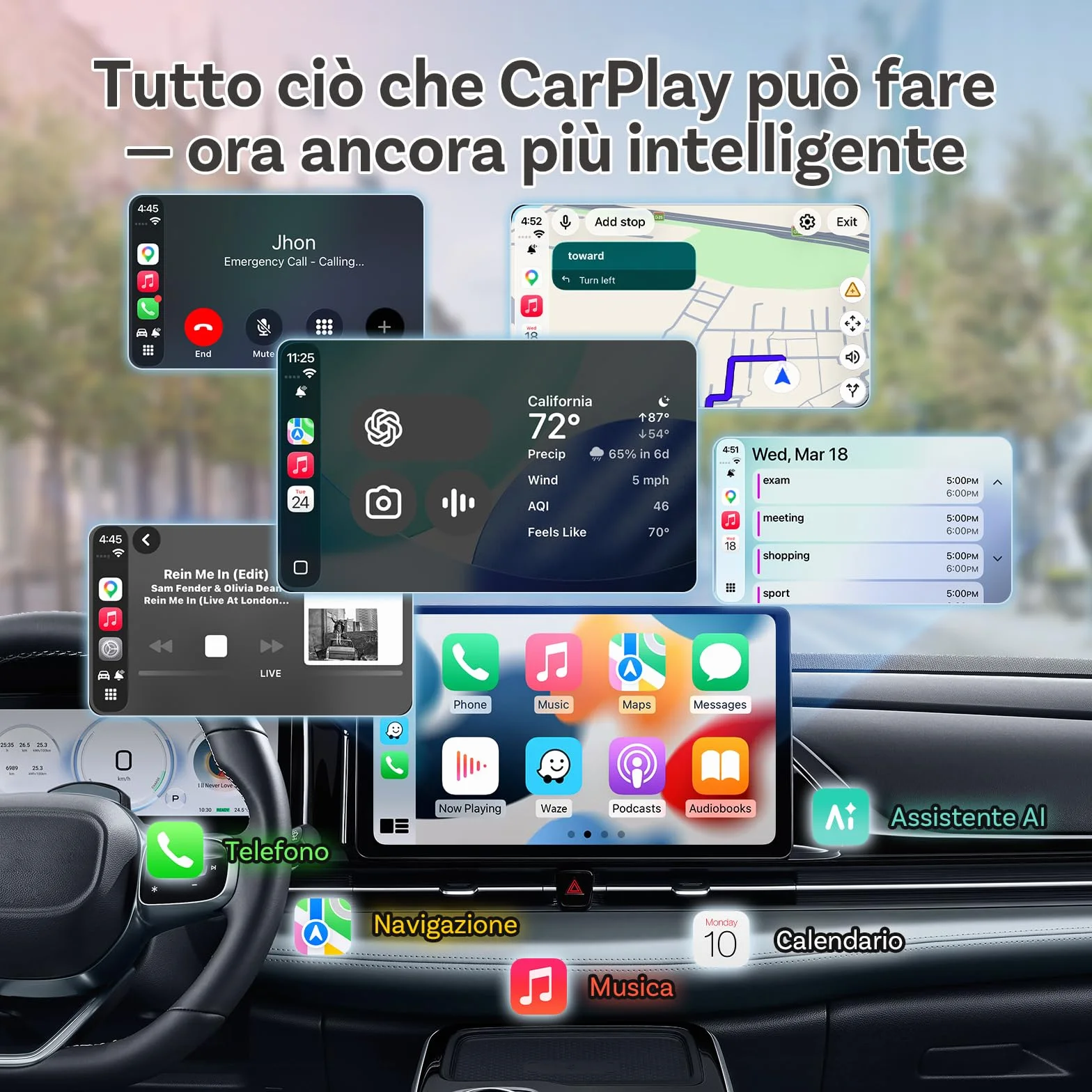 OTTOCAST (2026 Aggiornato) 2 in 1 Adattatore Wireless CarPlay & Android Auto, Mini Slim per iOS 10+ & Android 11+, Supporto Multi-Utente, Plug & Play, Connessione Veloce