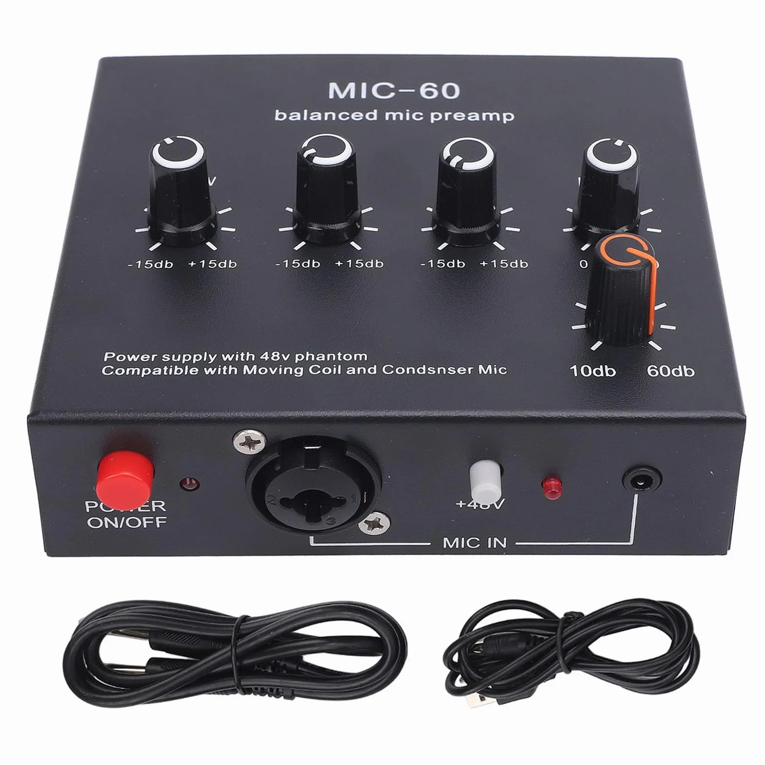 Preamplificatore Microfono XLR Ad Alto Guadagno, Mic Booster Dinamico e Condensatore per Registrazione Studio Streaming