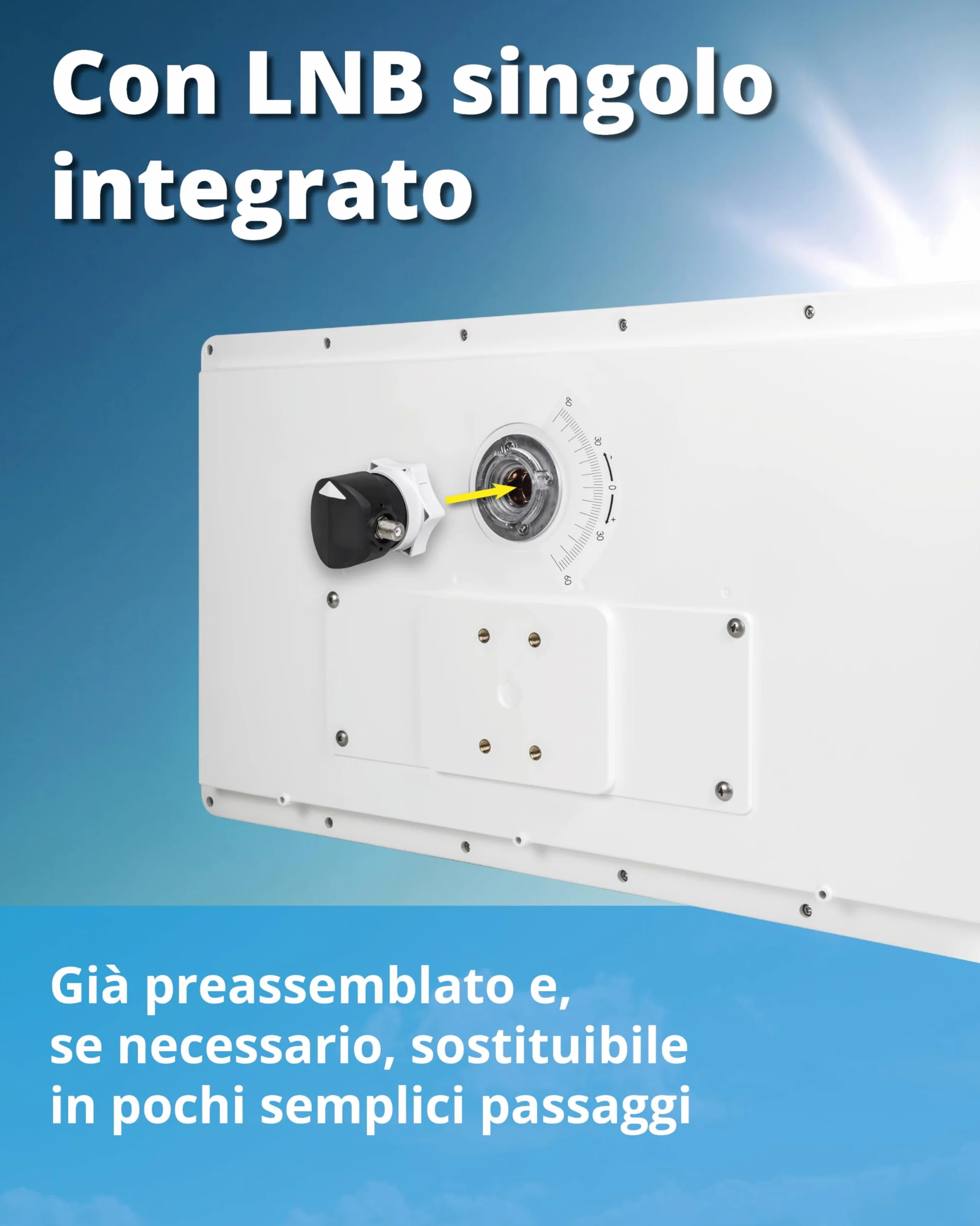 Megasat Antenna piatta D1 Profi-Line – Antenna satellitare piatta (1 utente, LNB intercambiabile, installazione a parete, supporto per palo/balcone o finestra) – Bianco