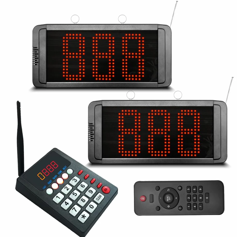 Eliminacode Due Display | 2x Eliminacode Display 3 Cifre+ 1xTastiera | Chiamta Numeri Fila| Eliminacode Digitale Per Ristorante/Ospedale/Negozio/Farmacia/Supermercato