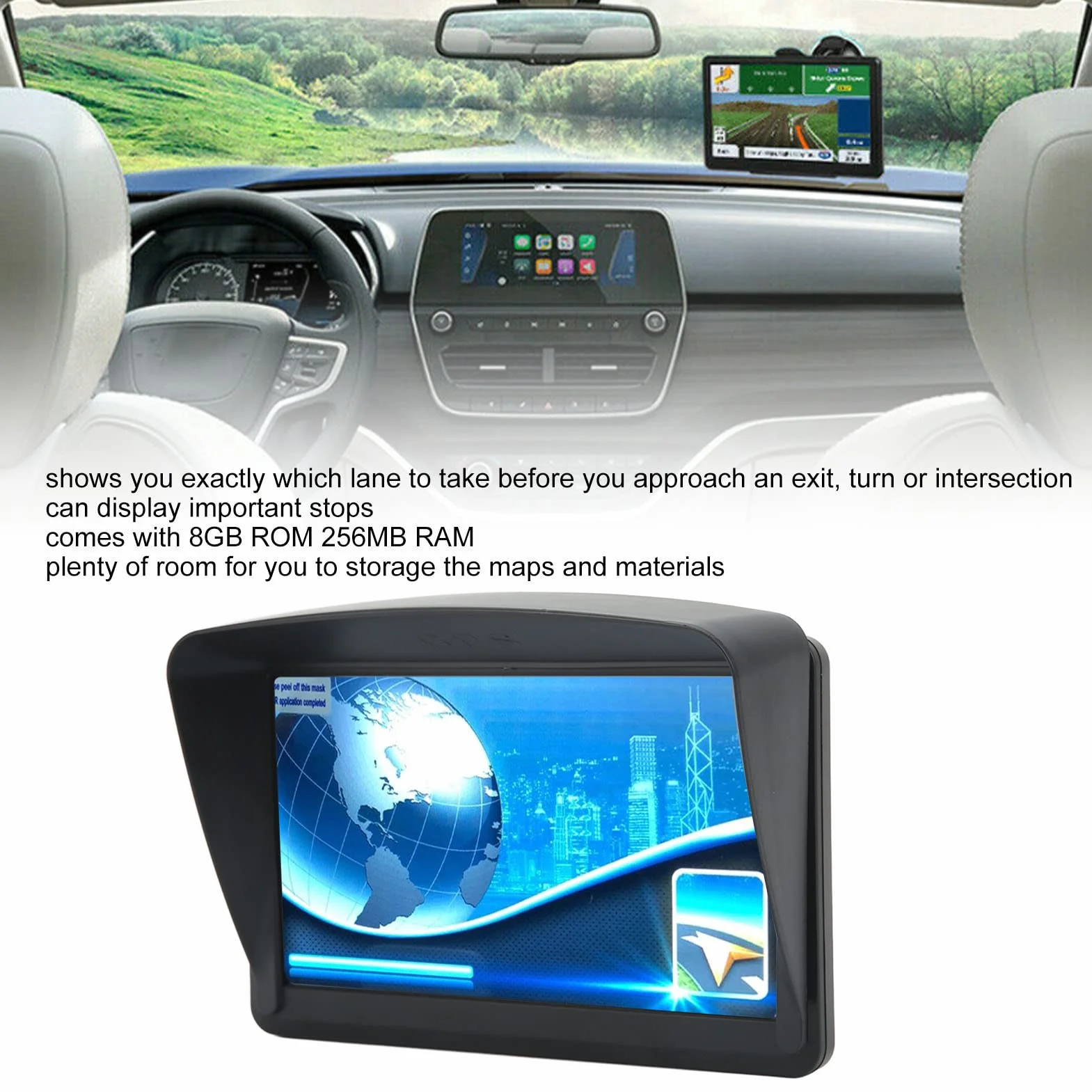 Navigazione GPS 7 Pollici HD Touch Screen 8 GB ROM 256 MB WiFi per Auto Camion