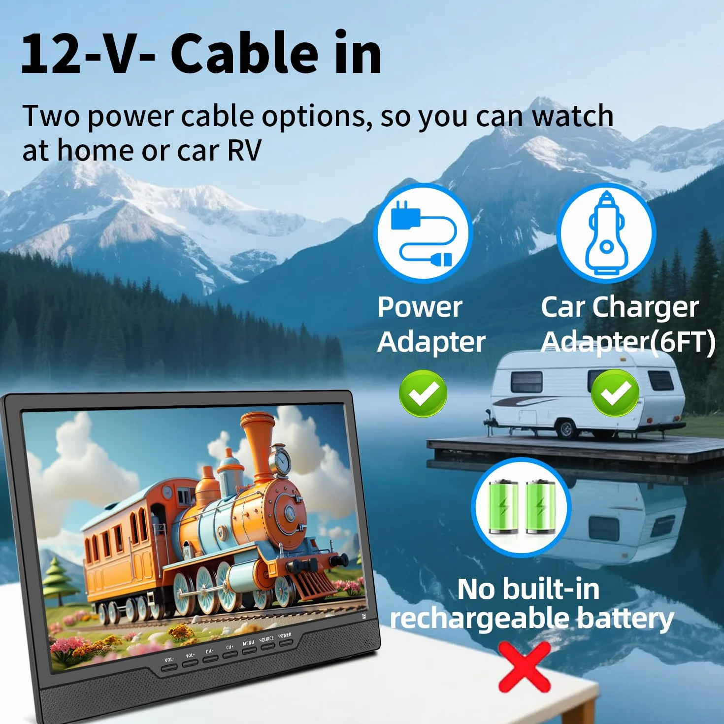 KCR 14 pollici LED HD TV con sintonizzatore digitale HDMI USB DC-12IN telecomando