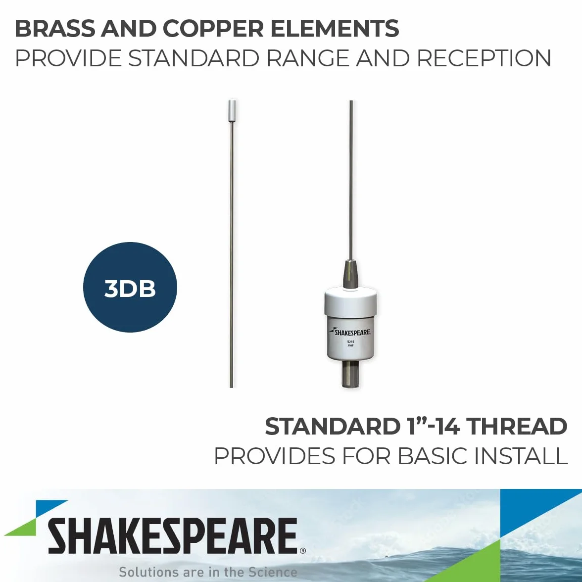 Shakespeare 5215 Antenna a frusta in acciaio inossidabile 3'