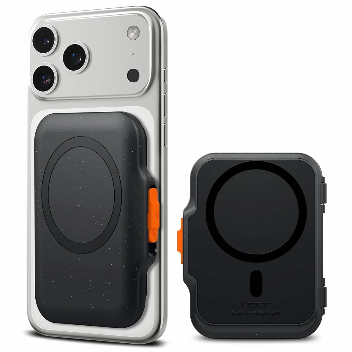 Spigen TinTap MagFit+ Portafoglio (5 carte) Magsafe Wallet Magnetico Portacarte Compatibile con iPhone 17/16/15/14/13/12 Modelle, Accessori MagSafe - Nero
