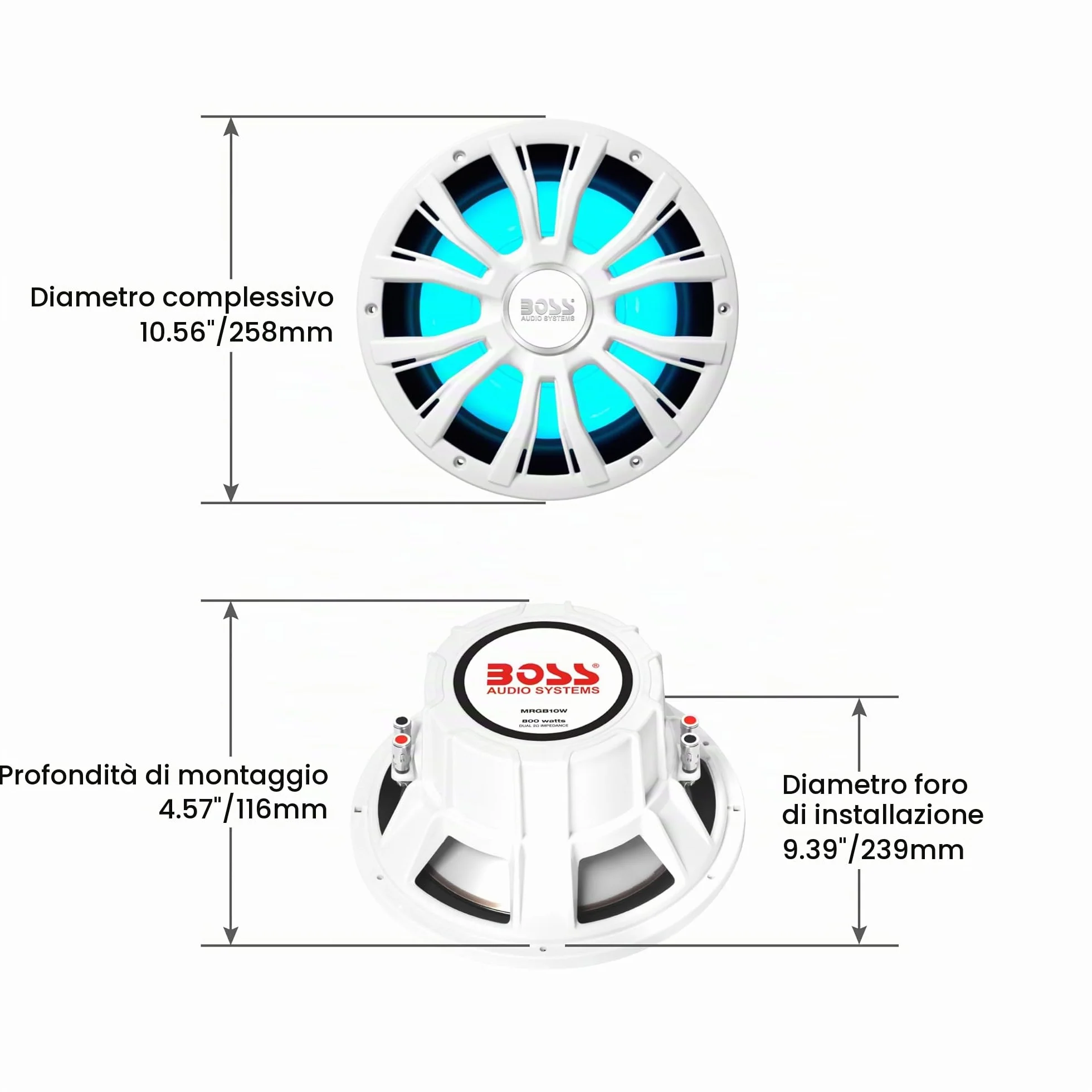 Boss Marine 800w Mrgb10w Speaker One Size