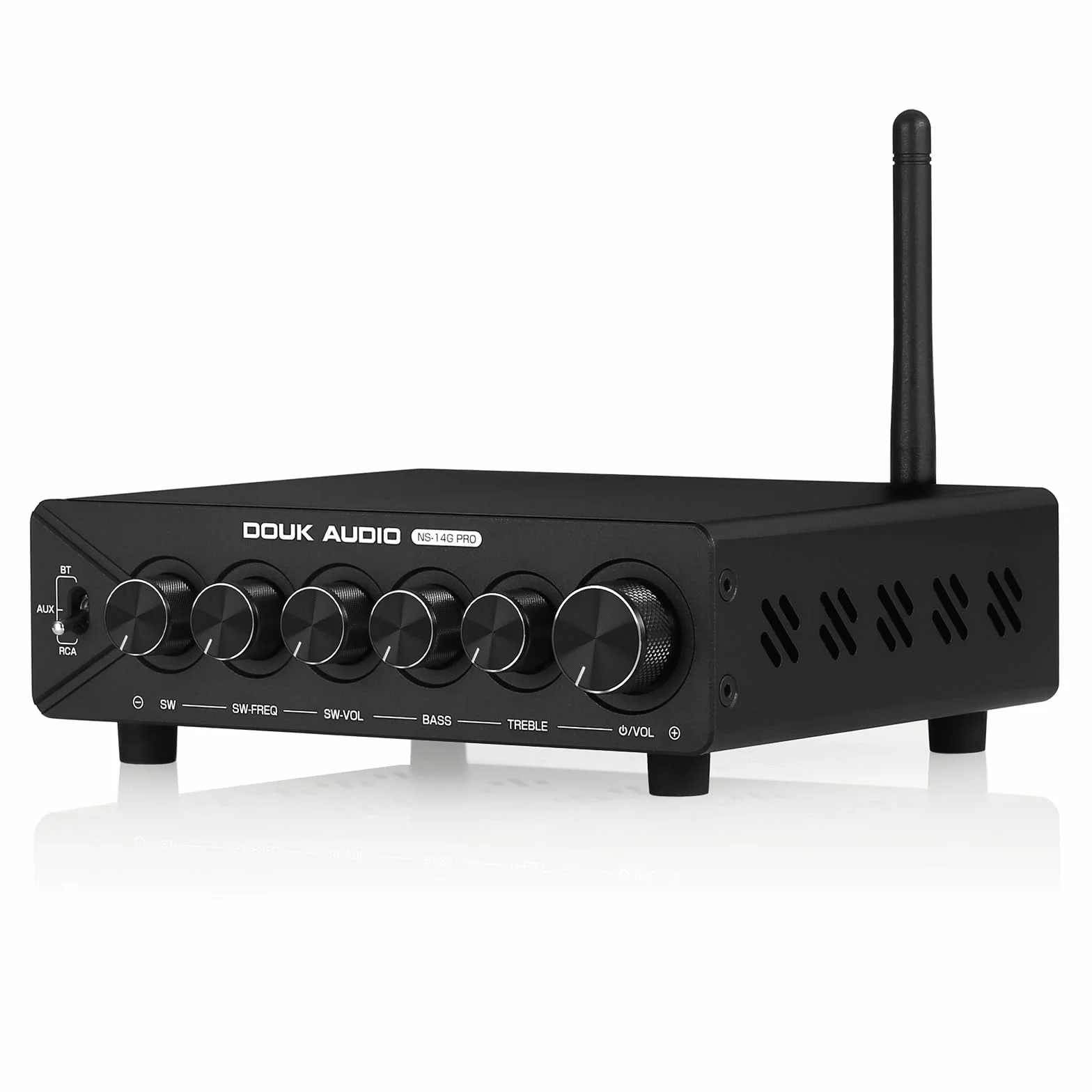 DoukAudio - Amplificatore a 2.1 con Bluetooth: Dual chip TPA3255, aptX-HD, subwoofer da 300 W e alimentatore da 48 V per audiofili (NS-14G Pro)