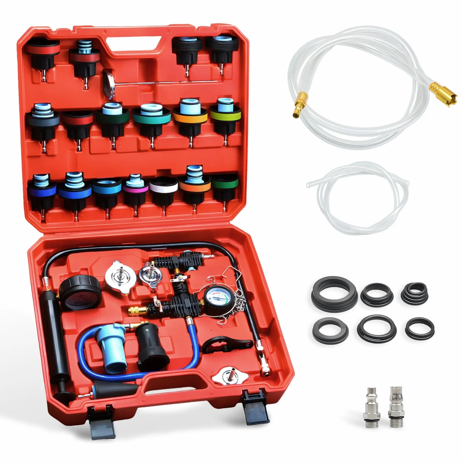 Tester Pressione Radiatore Universale 32 Pezzi con 23 Adattatori Kit Prova Sistema Raffreddamento