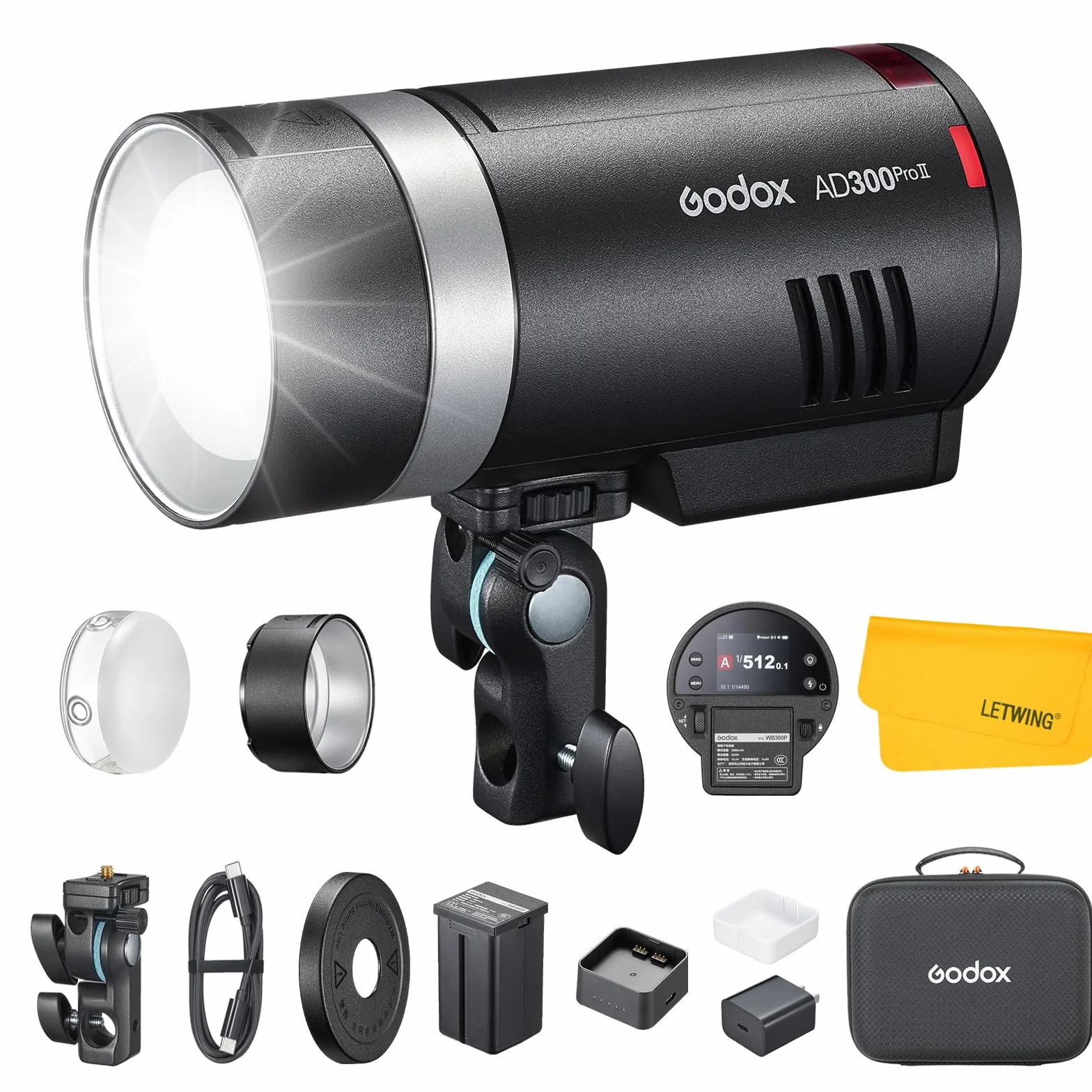 GODOX AD300Pro II AD300 Pro II Flash per Esterno, 300Ws TTL HSS 1/8000s Flash Portatile Monoluce, Batteria 2600mAh, Tempo di Ricarica 0.01-1.5s, Sincronizzazione One Tap con Trigger X3