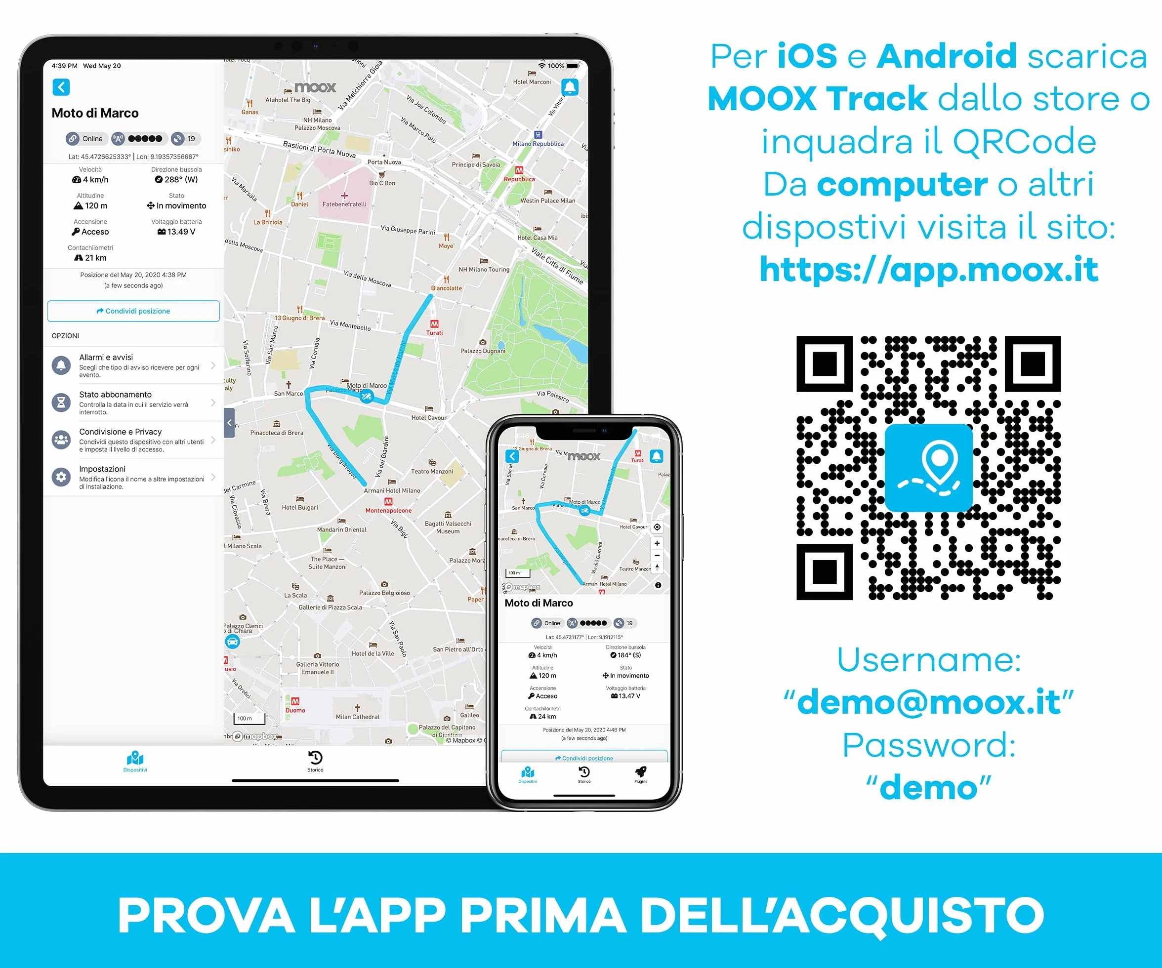 MOOX Track 4G Localizzatore Gps per Auto, Moto, Camion, Barca - App Facile da Usare, Posizione in Tempo Reale, Allarmi e avvisi - Sim e Traffico Incluso per 12 Mesi - Sempre Connesso - Blocco motore