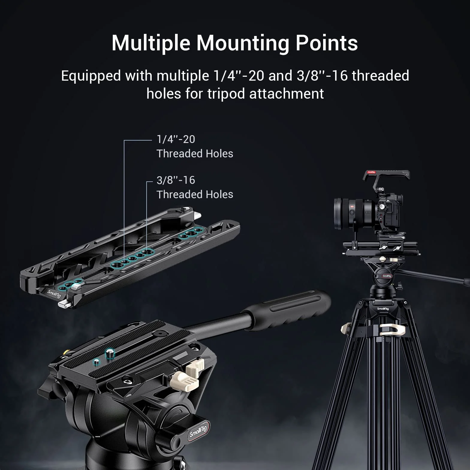 SMALLRIG Piastra a Coda di Rondine Leggera da 8" per ARRI Standard con Carico Massimo 20 kg, con Design di Sicurezza per Kit di Fissaggio, Piastra di Base, Piatto di Formaggio o Veicolo - 3770