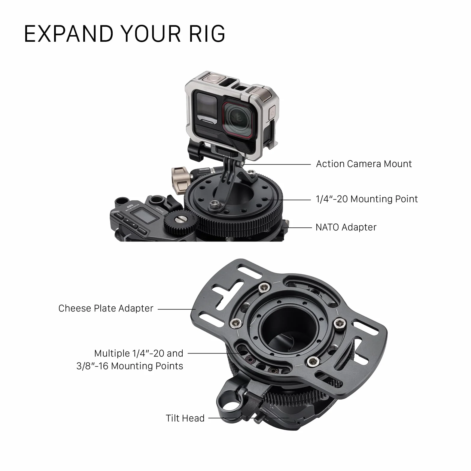 Tilta Hydra x Dan Ming Speed Pan System Pro Kit, Sistema di Montaggio per Auto con Mini Testa Inclinabile, Ventose Elettroniche da 4,5″ - Nero HDA-T19-B