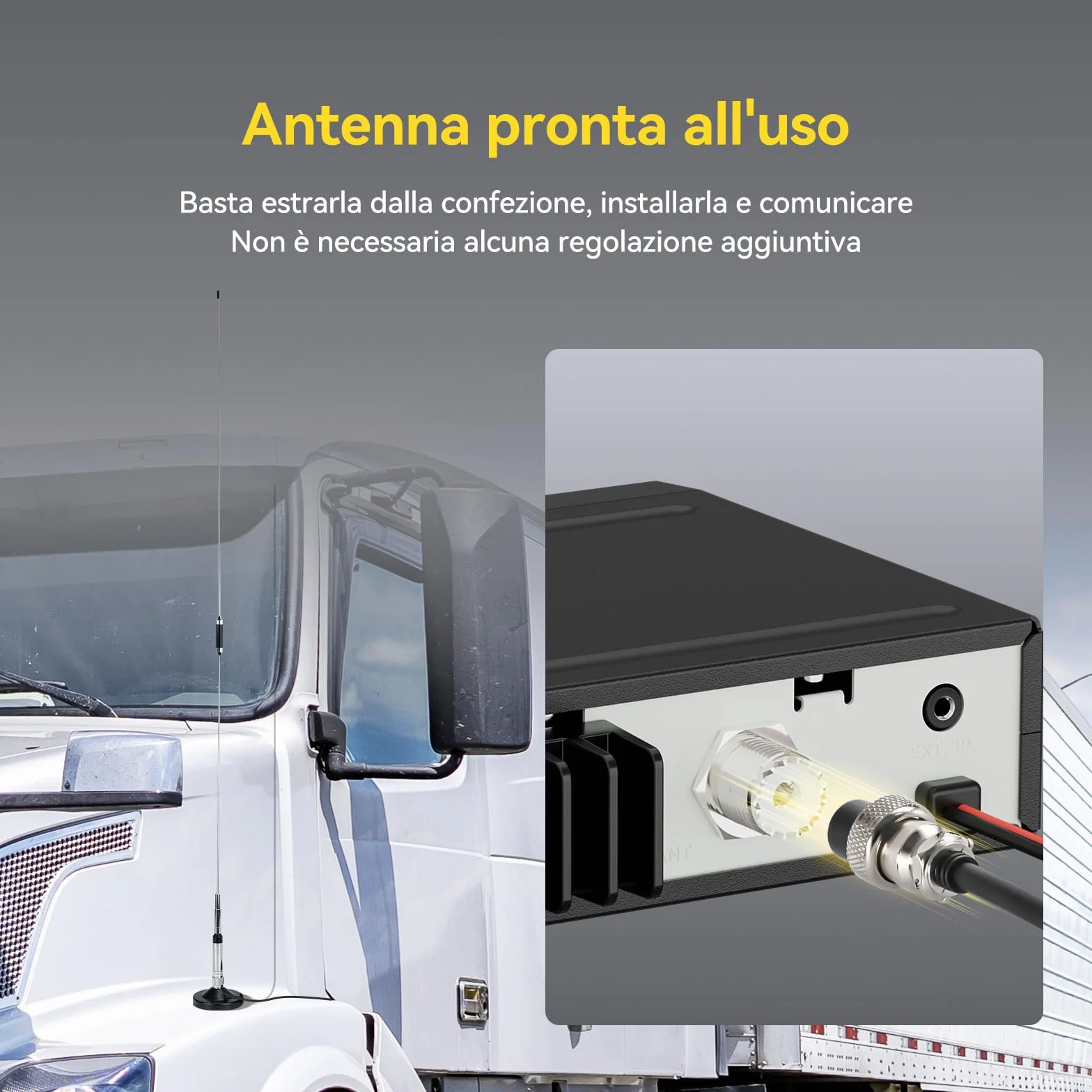 Retevis MB63B CB Radio e Antenna, NRC Cancellazione Del Rumore Radio CB Veicolare,12V/24V, AM/FM, TFT Colori, CTCSS/DCS, VOX, 40 Canali,EMG CH9/19 Radio CB Portatile per Team Fuoristrada (1 Pezzo)