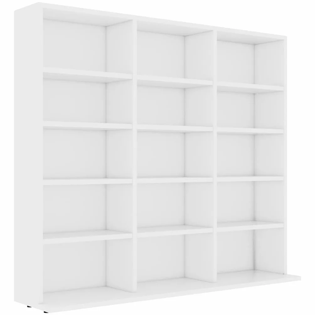 Gecheer Armadietto Porta CD Bianco 102x23x89,5 cm in Legno Multistrato, Mobiletto, Libreria Cubi, Scaffale per DVD e Archiviazione, Divisorio a Colonna