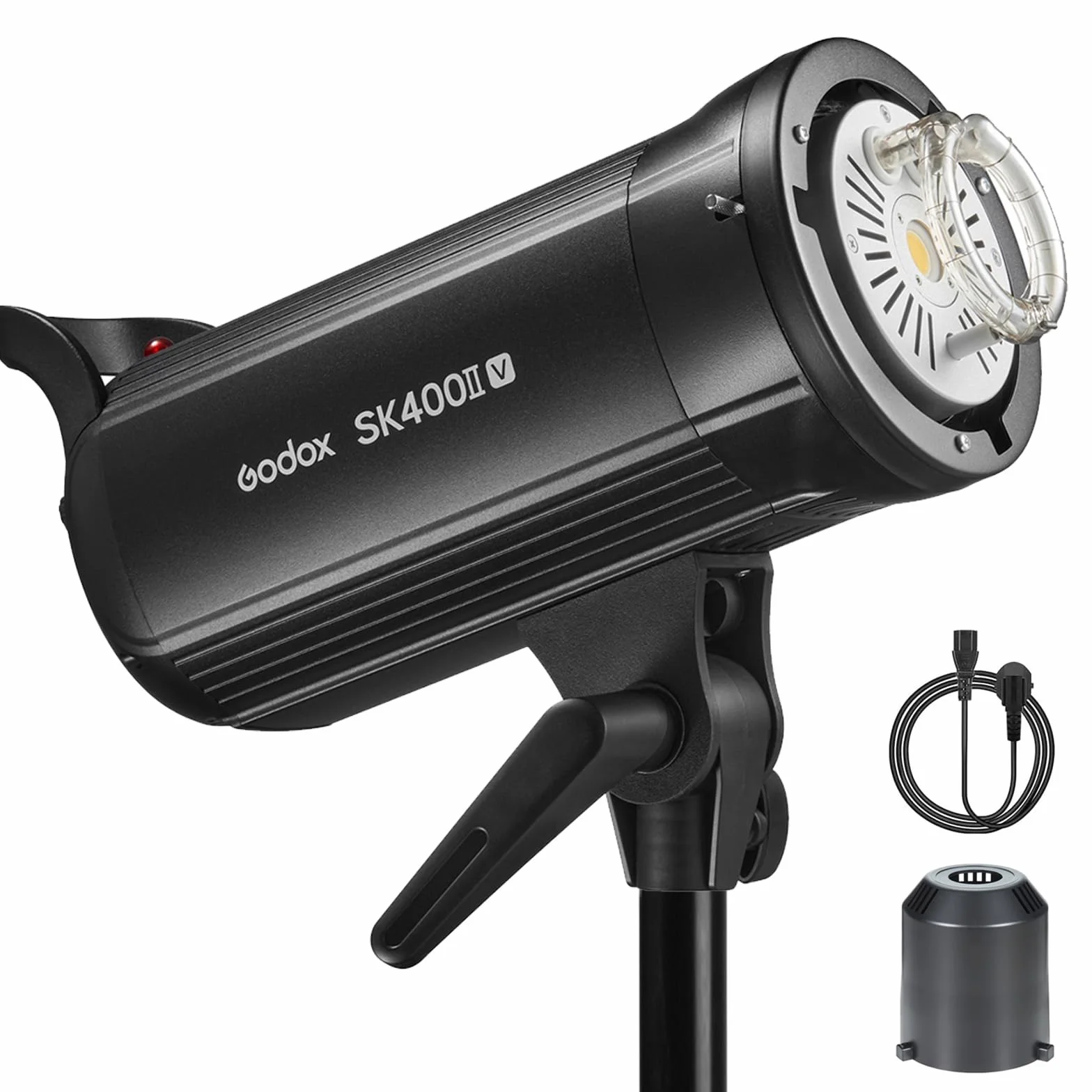 Godox SK400II-V 400W Strobo da studio, Tempo di riciclo 0,1-1,5 secondi, Monoluce GN65 5700K, Sistema 2.4G X, montaggio Bowens con lampada di modellazione a LED da 10 W per fotografia di ritratto