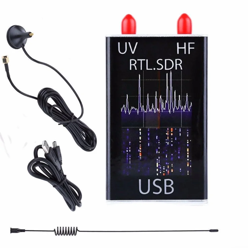 RTL-SDR R820T+8232 Ricevitore Sintonizzatore USB 100KHz-1.7GHz HF Full Con Antenna Frusta