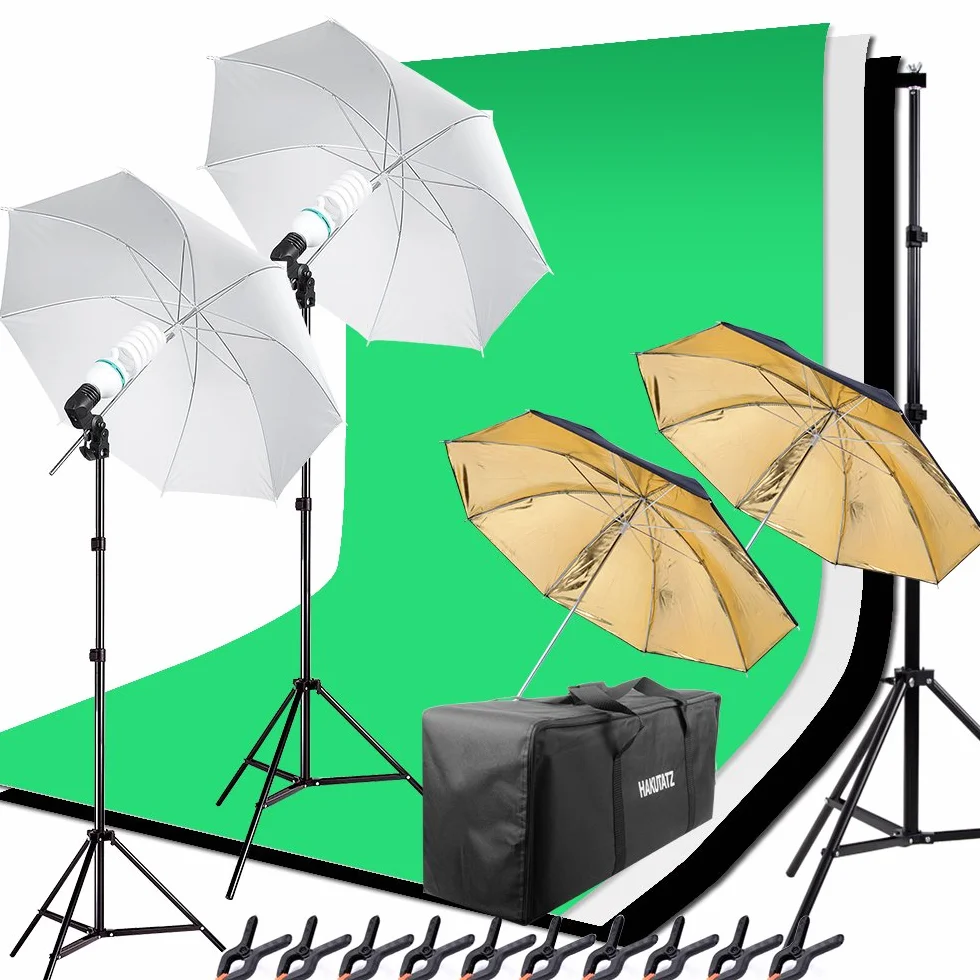 HAKUTT® Profi Photo Studio Set Studioleuchte Studio imposta Hintergrundsystem Lampenstativ Softbox Photography mit Schutztasche