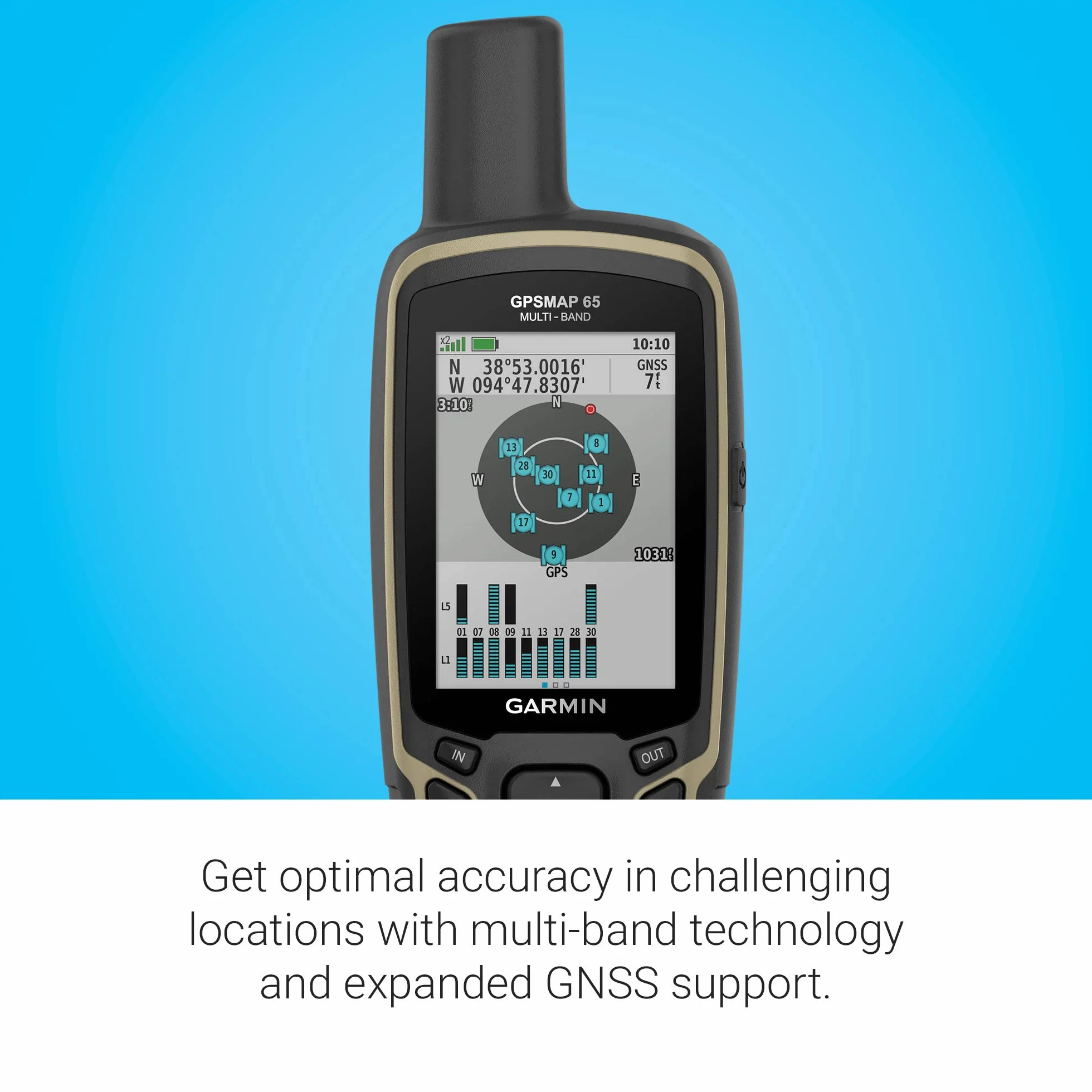 Garmin GPSMAP 65, palmare a pulsante con supporto satellitare esteso e tecnologia multi-banda, display a colori da 2,6", 010-02451-00