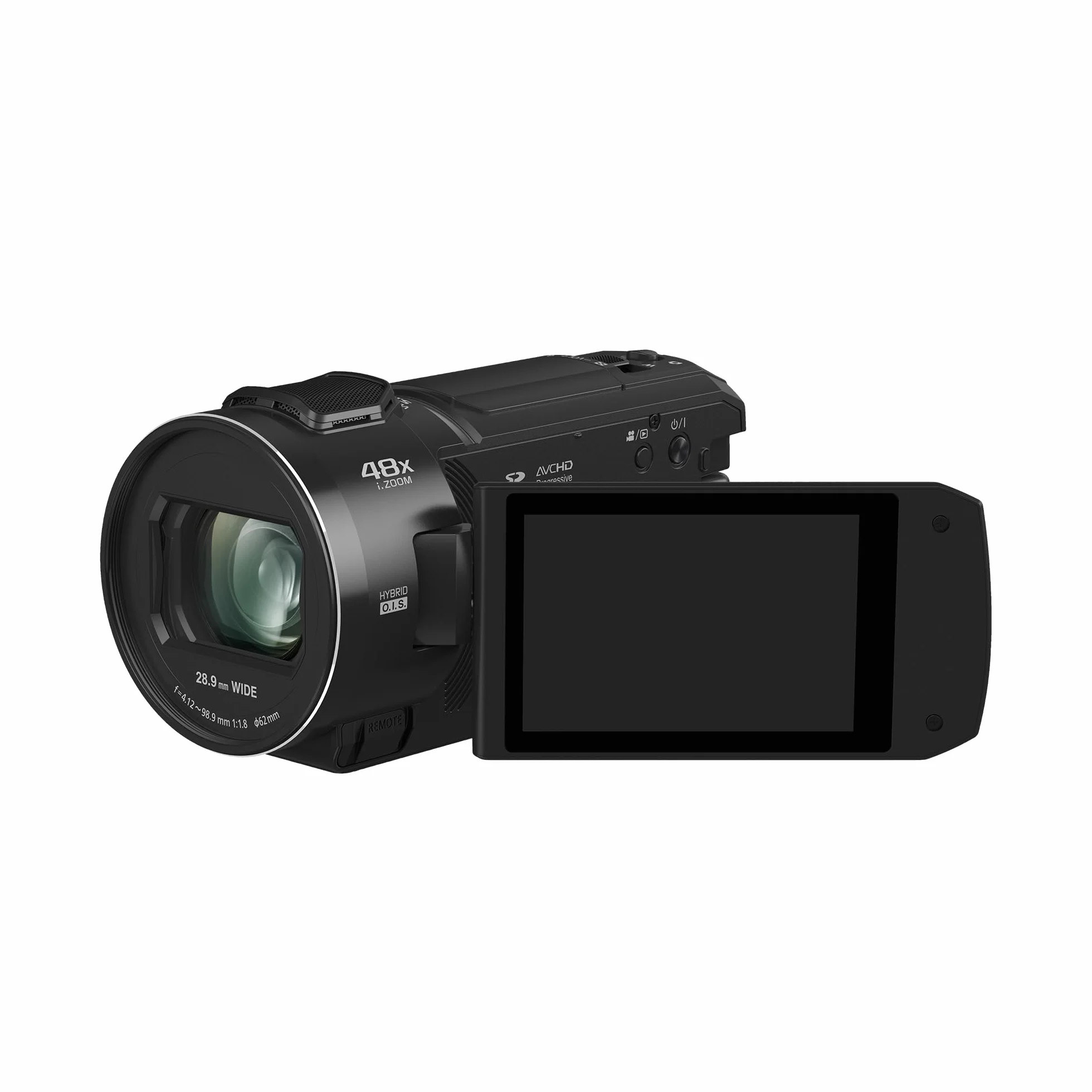Panasonic HC-V900E-K Videocamera Compatta Full-HD, Grandangolo 25 mm, Zoom Ottico 24x, Nero