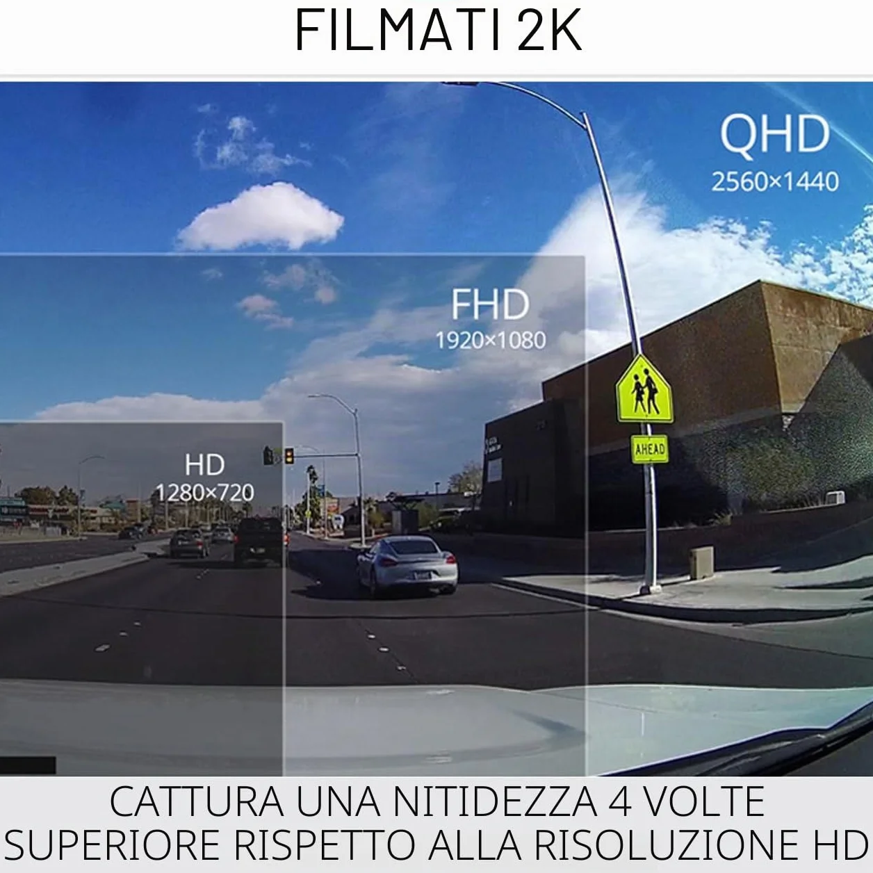 Thinkware Q850 Dash Cam QHD 1440p - Telecamera da cruscotto anteriore con super visione notturna, app connessa - Include cavo di alimentazione per batteria, modalità di parcheggio sicuro e scheda SD