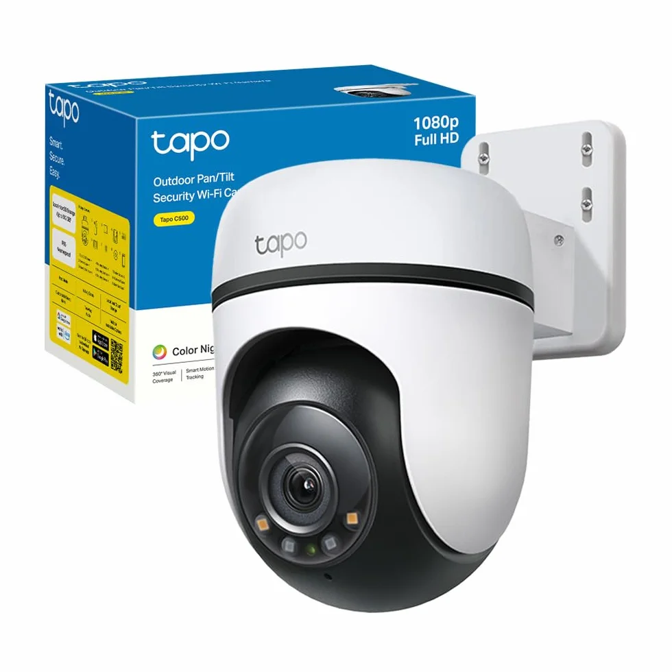 Tapo C500 Telecamera Wi-Fi Esterno FHD 360° IP65 Visione Notturna a Colori Rilevamenti Smart AI