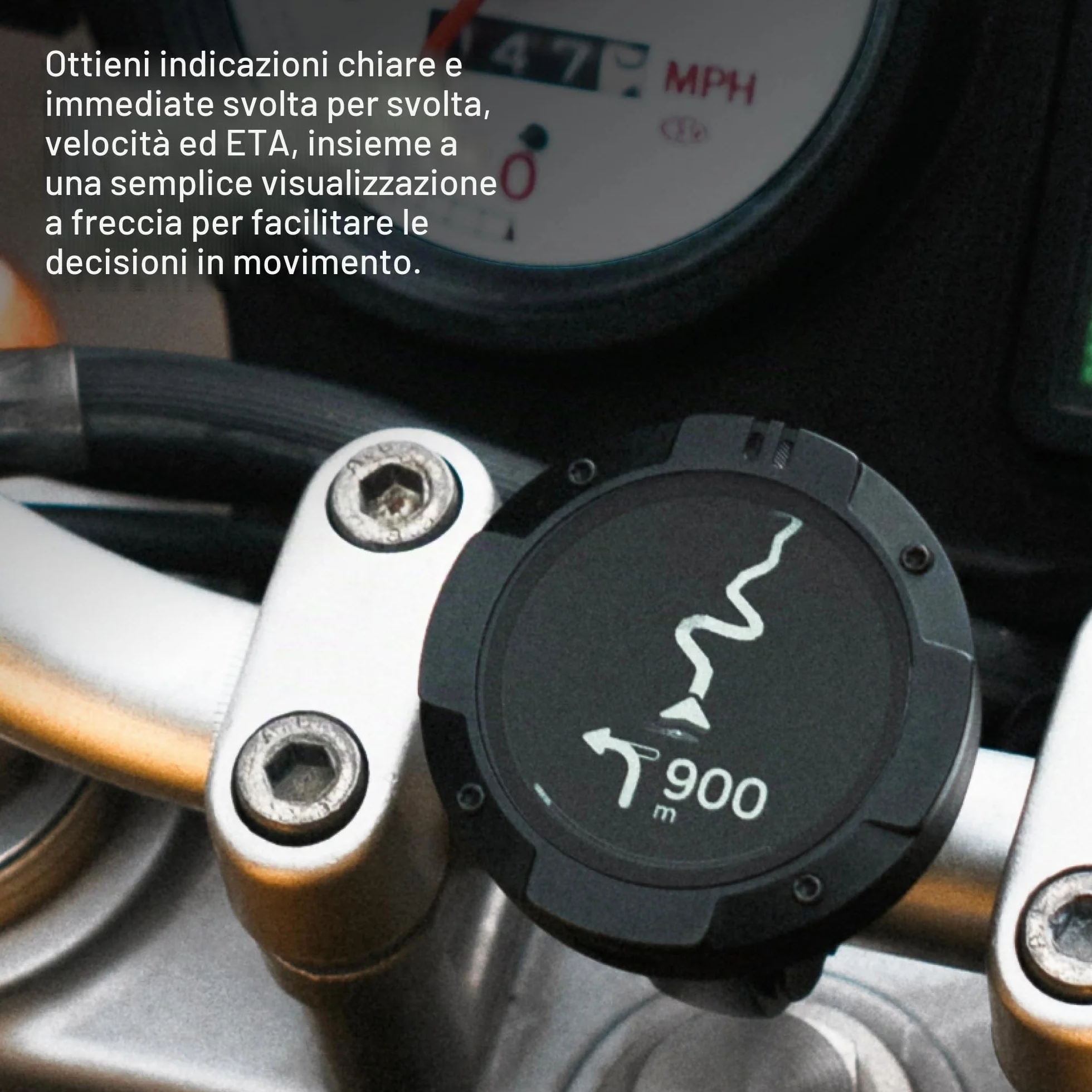 Beeline Moto II - Navigatore GPS da Moto - Schermo Ultra-luminoso | Navigazione, Velocità, Orario Arrivo | Batteria 14 ore, Impermeabile IP67 Antiurto, ricarica USB-C, Aggancio Universale al Manubrio