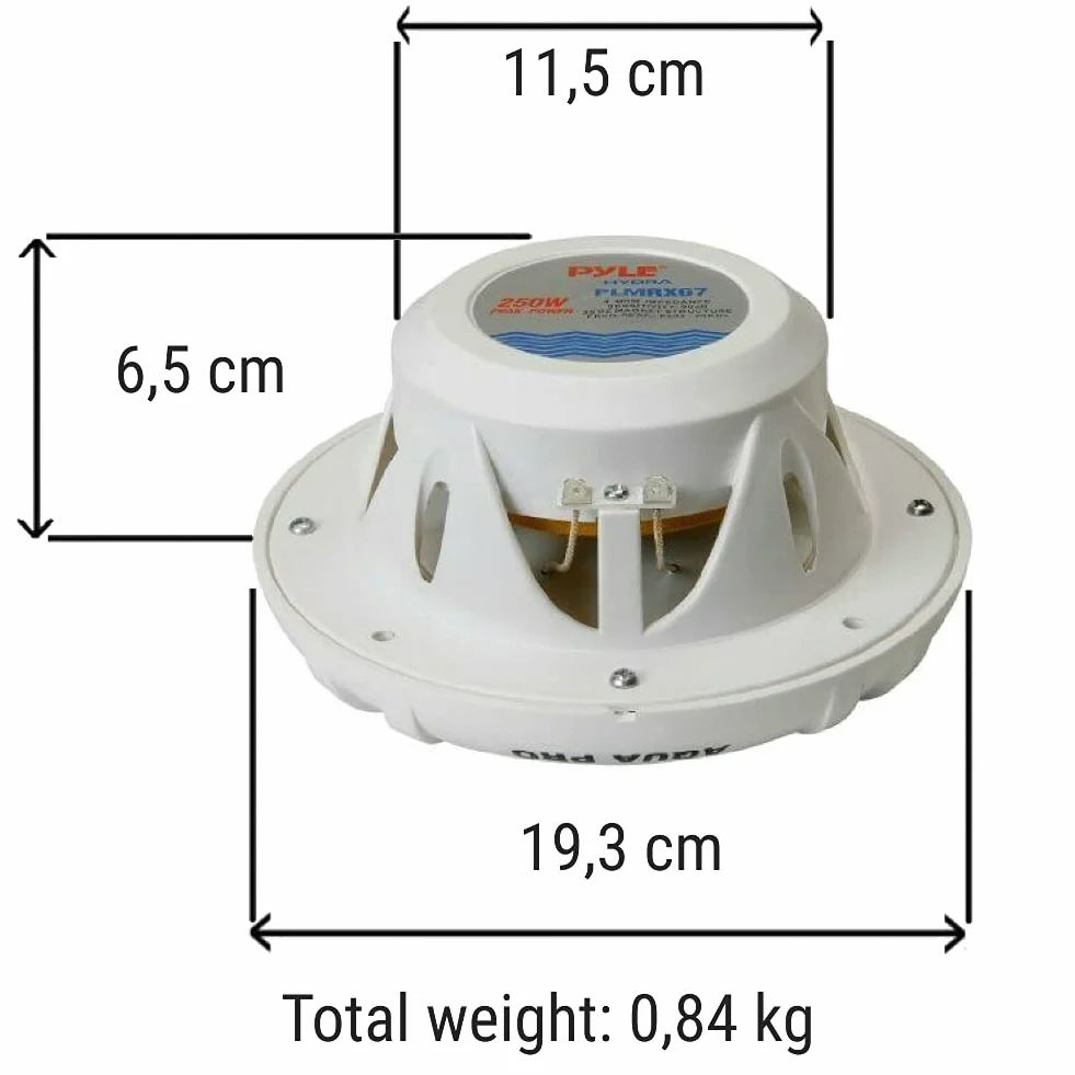 Pyle 2 ALTOPARLANTI PLMRX67 bianchi a 2 vie 250 watt max 19,3 cm impermeabili a coppia