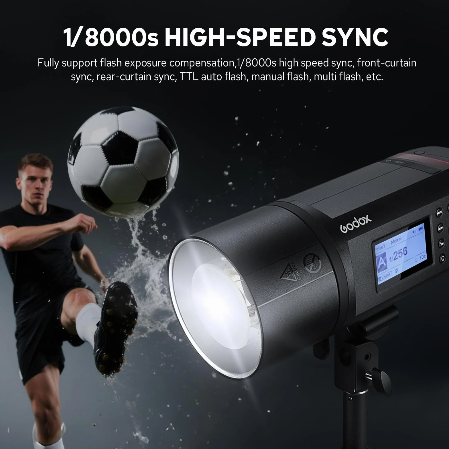 Godox AD600Pro Flash per fotocamere Canon Nikon Sony Fujifilm Olympus Panasonic, 360 flash completi, riciclo 0,01-0,9s, HSS 1/8000s 2,4G Wireless X System, 600Ws TTL Flash con batteria da 2600 mAh