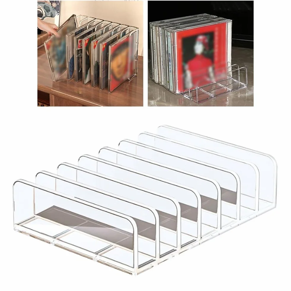 Contenitore per DVD in acrilico trasparente per CD con scomparti multipli che fornisce una comoda organizzazione ed esposizione per raccolte multimediali