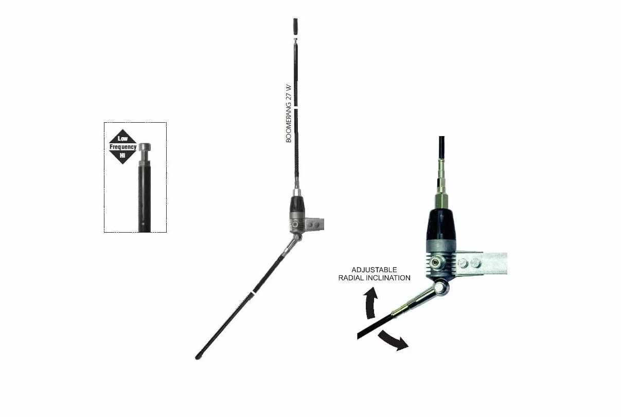 SIRIO BOOMERANG W 1/4 GROUND PLANE, Frequenza 26.8 ... 27.6 MHz Tarabile